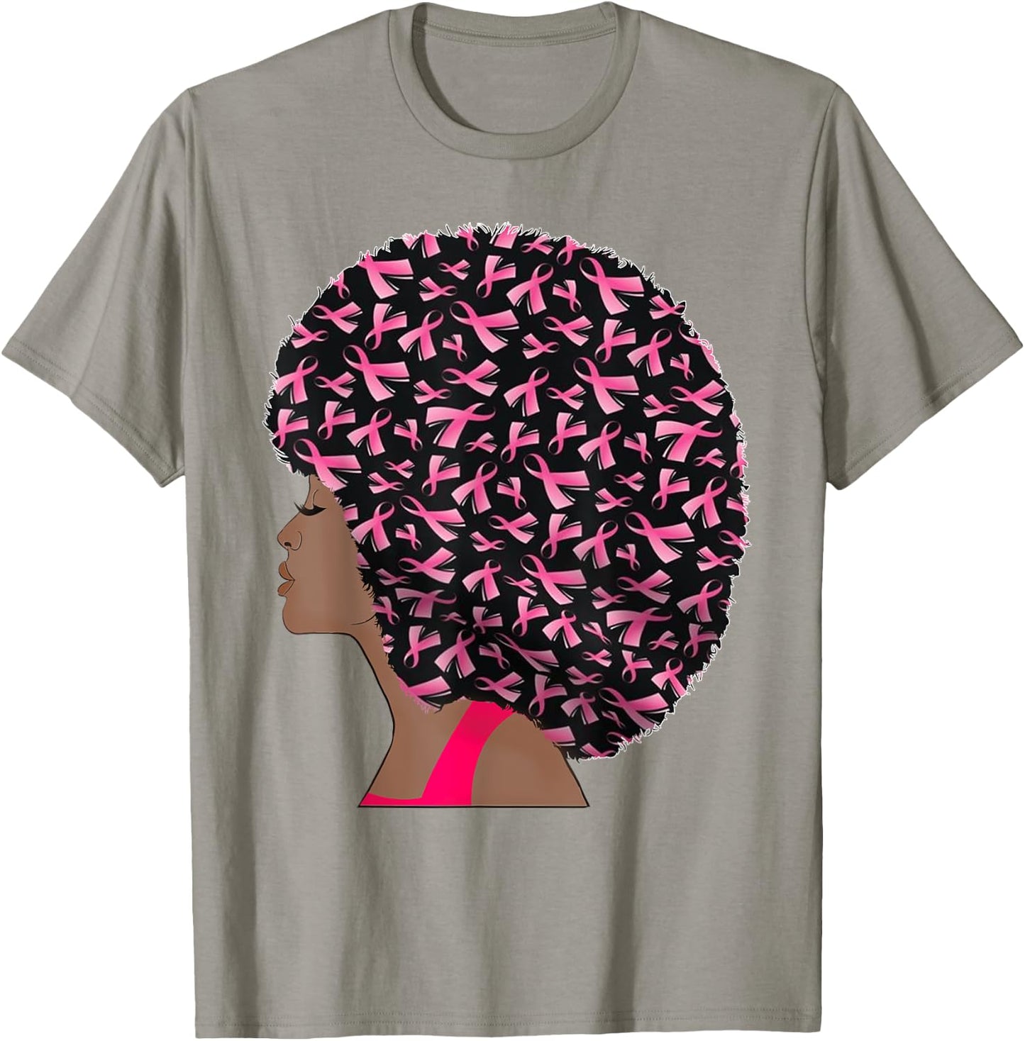In October We Wear Pink Black Woman Breast Cancer Awareness T-Shirt - T-Shirt | Sand