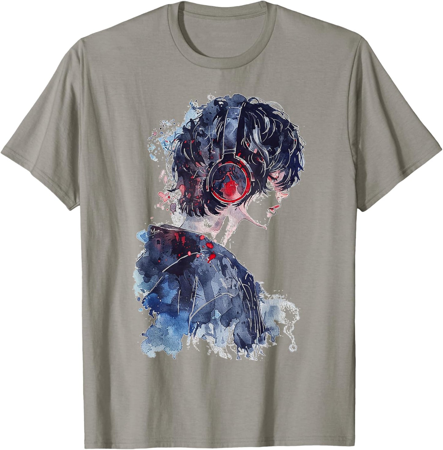 Anime Manga Motif Headphone Artwork Anime T-Shirt - T-Shirt | Sand