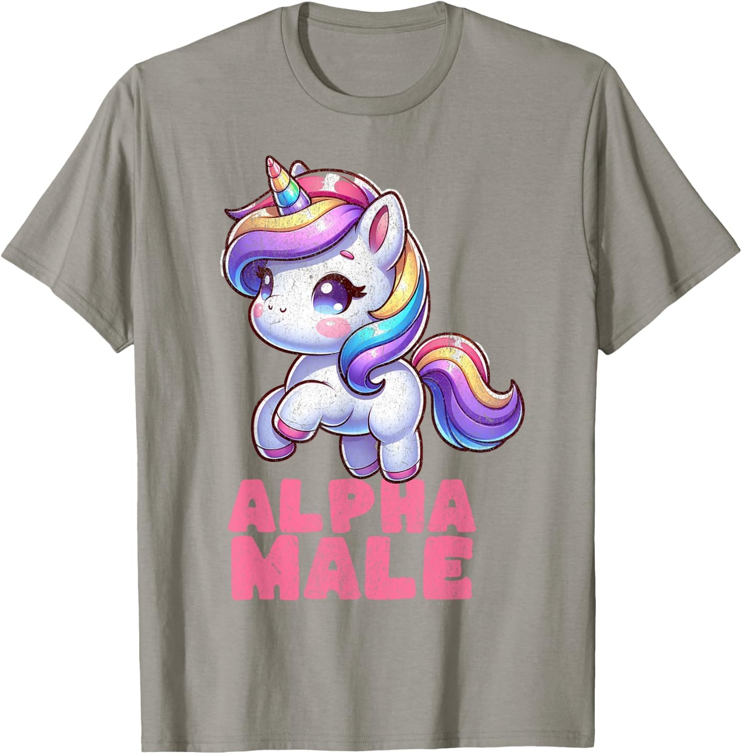 Alpha cute male Unicorn Funny Sarcastic Ironic Weird Y2K T-Shirt - T-Shirt | Sand
