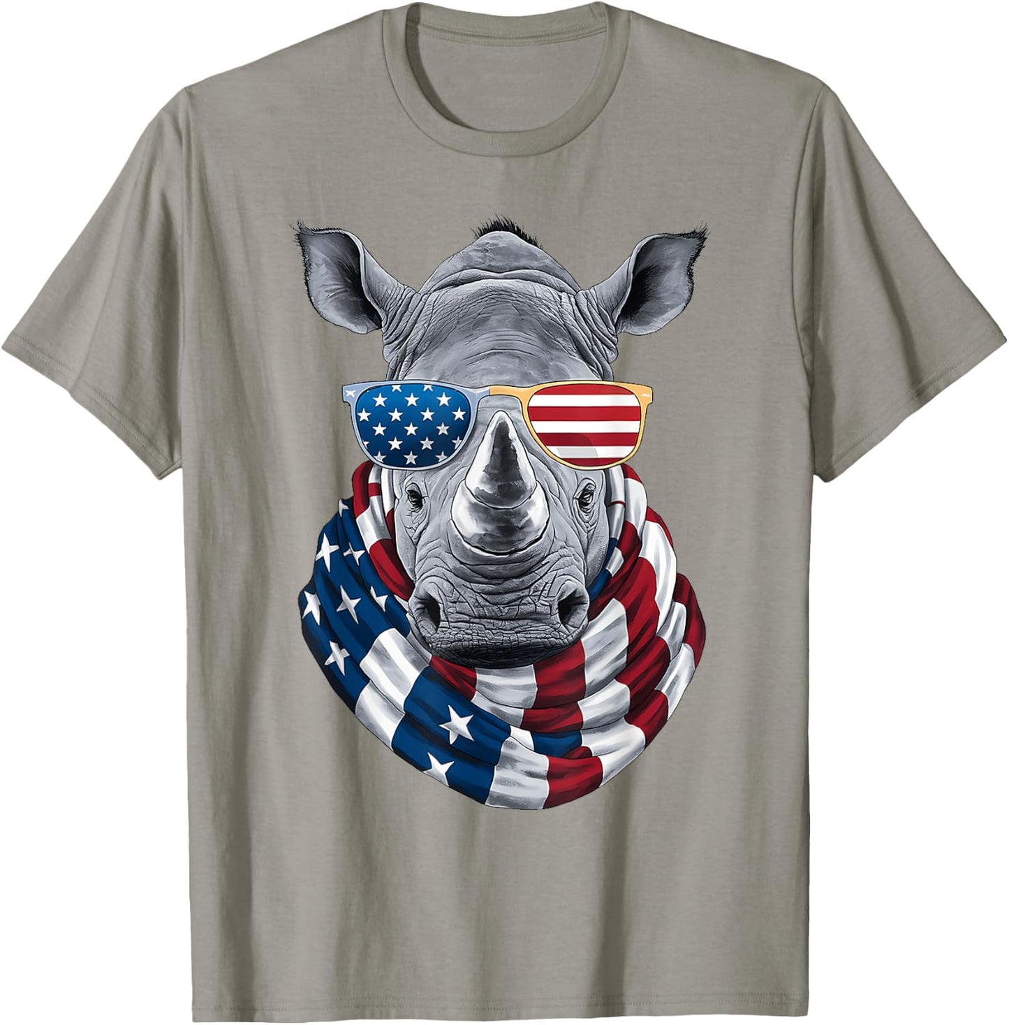 Patriotic Rhino USA American Flag Sunglasses 4th Of July T-Shirt - T-Shirt | Sand