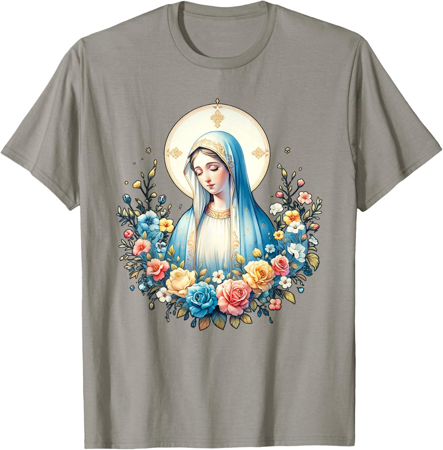 Our Lady of Lourdes Powerful Symbol Saint Mary Mother Mary T-Shirt - T-Shirt | Sand