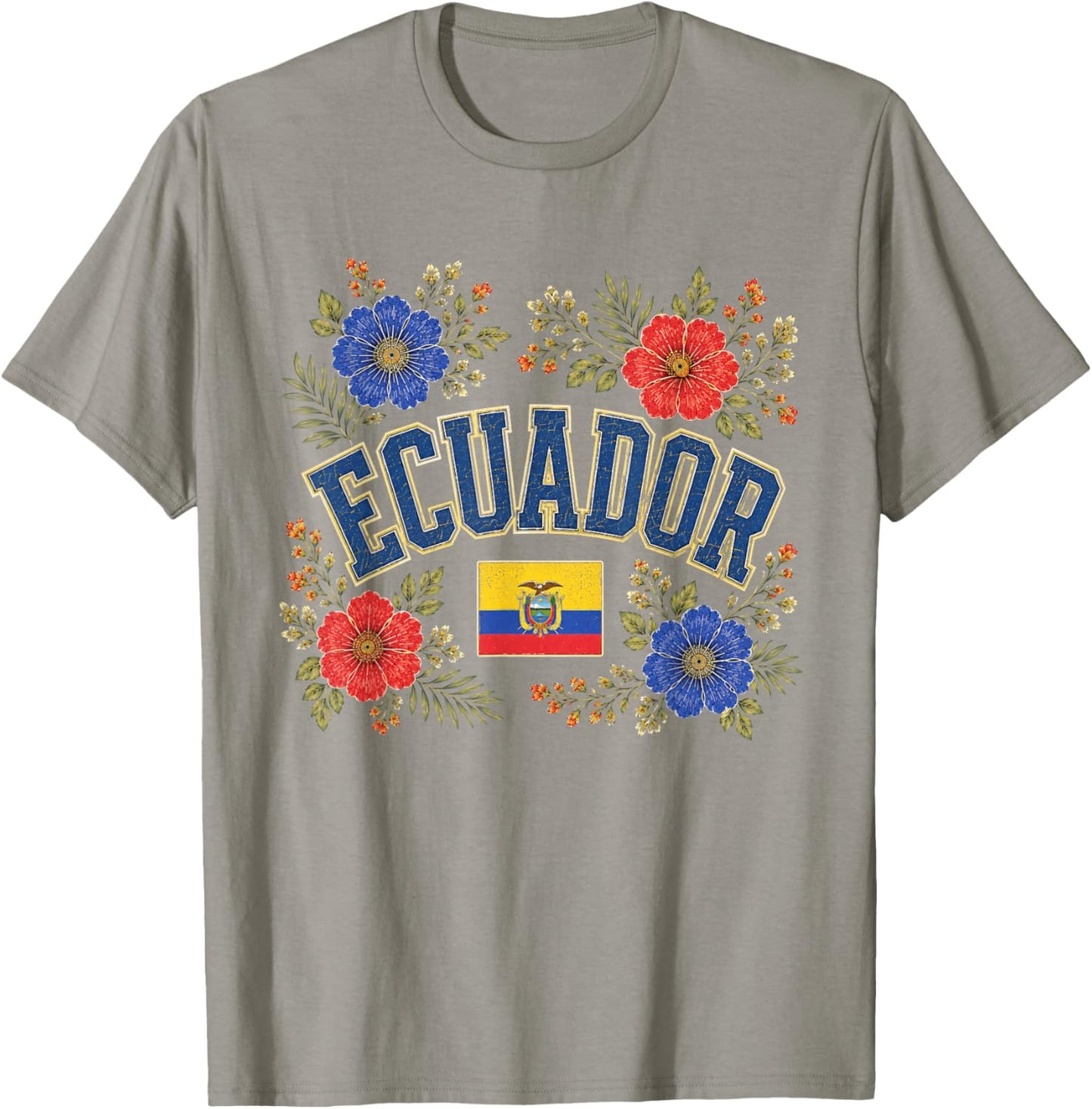 Ecuador Floral Vintage Country Pride T-Shirt - T-Shirt | Sand