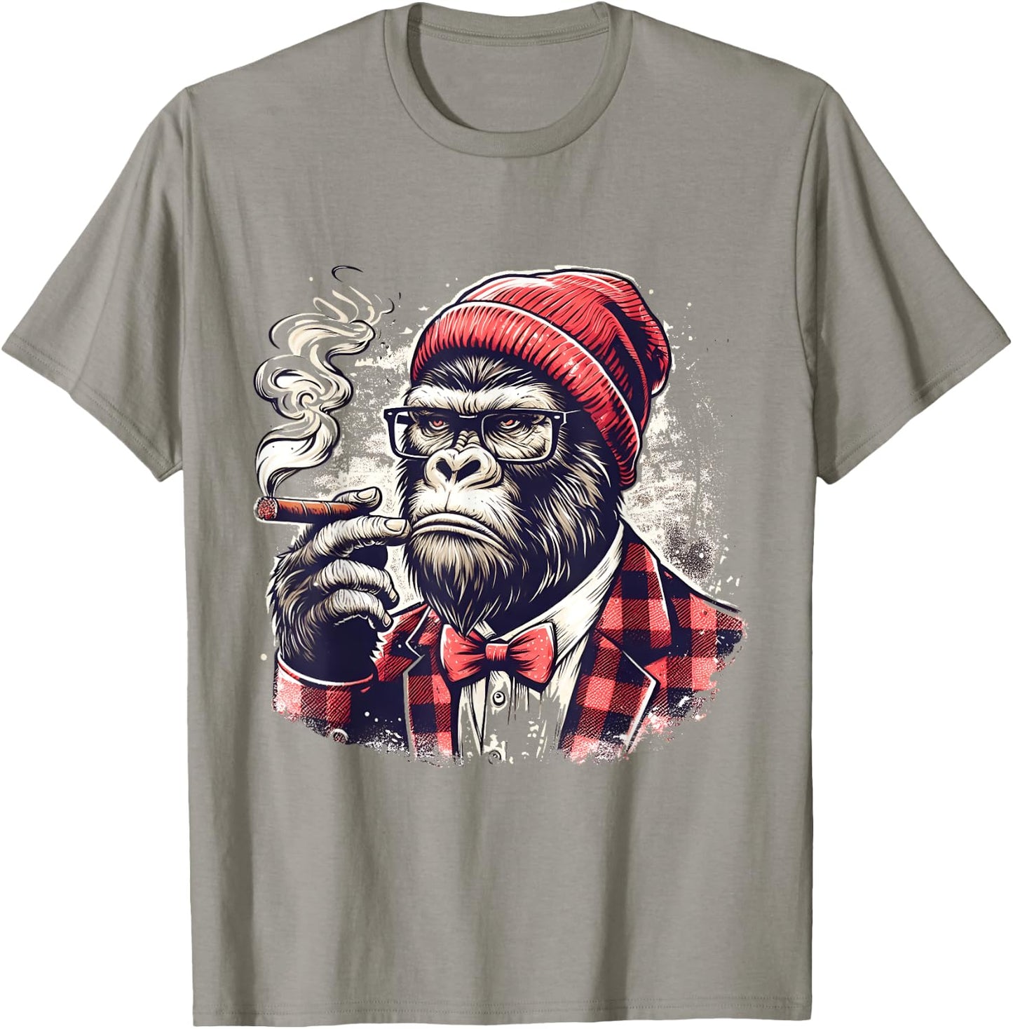 Cigar Smoking Gorilla Hipster Ape Monkey For Cigar Smokers T-Shirt - T-Shirt | Sand