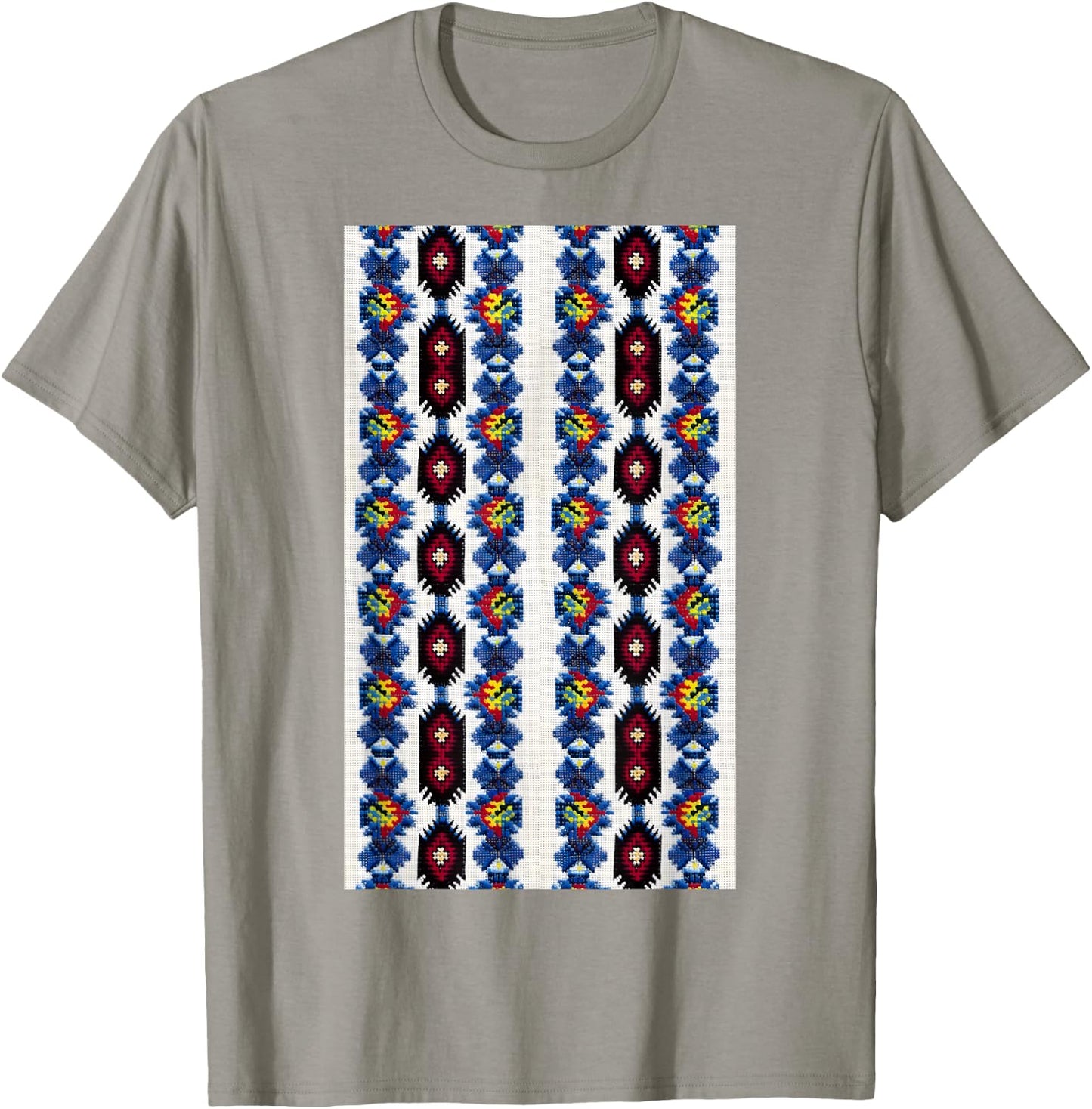 Vintage Ukrainian Vyshyvanka Style Retro Geometric Pattern T-Shirt - T-Shirt | Sand