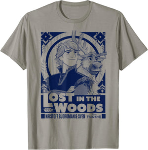 Disney Frozen 2 Kristoff & Sven Lost in The Woods Poster T-Shirt - T-Shirt | Sand