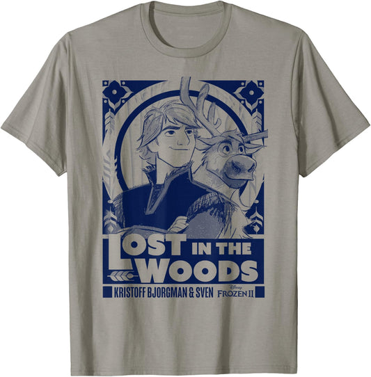 Disney Frozen 2 Kristoff & Sven Lost in The Woods Poster T-Shirt - T-Shirt | Sand