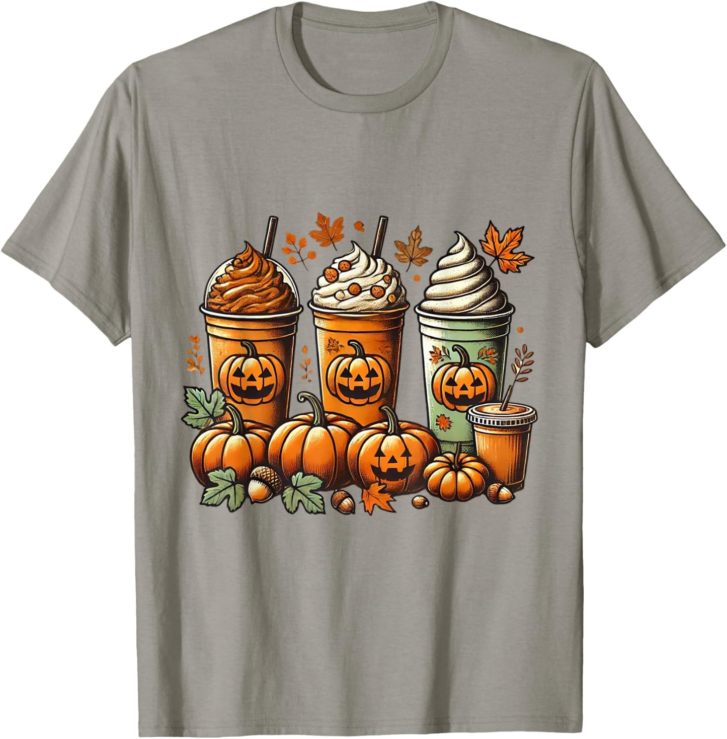Pumpkin Spice Latte and Fall Coffee Perfect for Thanksgiving T-Shirt - T-Shirt | Sand