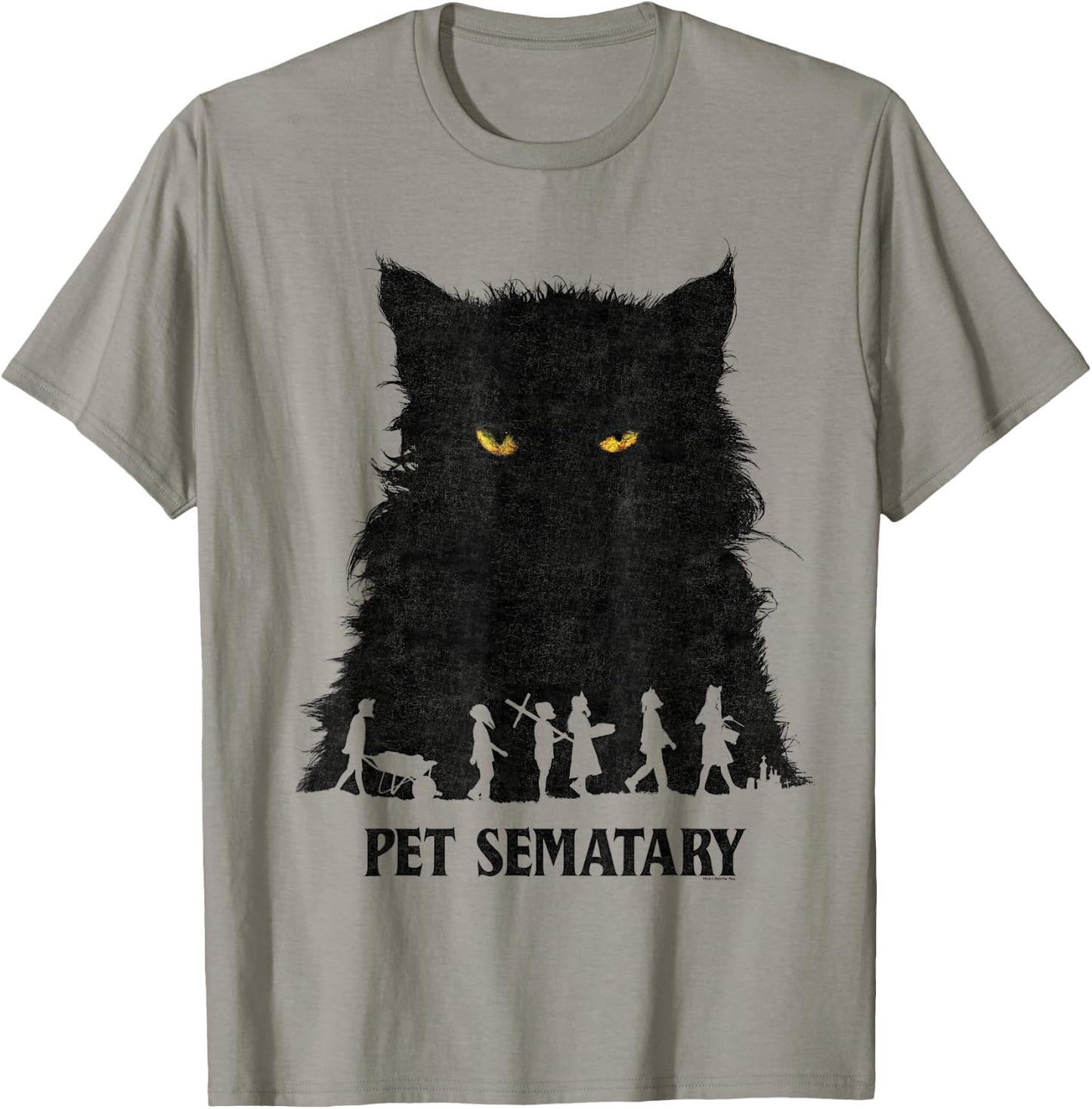 Pet Sematary Halloween Silhouettes Cat Yellow Glowing Eyes T-Shirt - T-Shirt | Sand