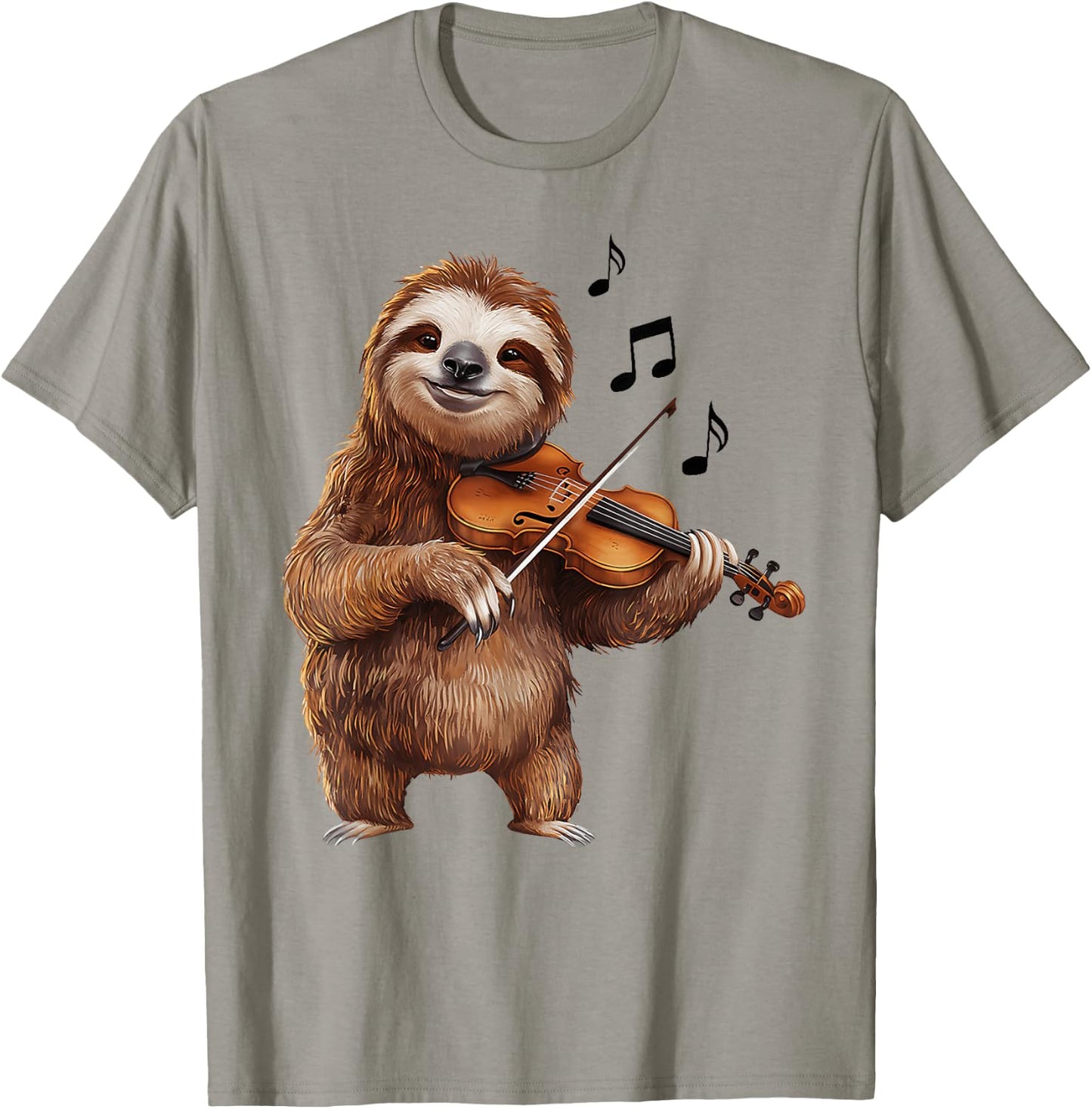 Funny Musician Violinist Cute Sloth Playing Violin T-Shirt - T-Shirt | Sand