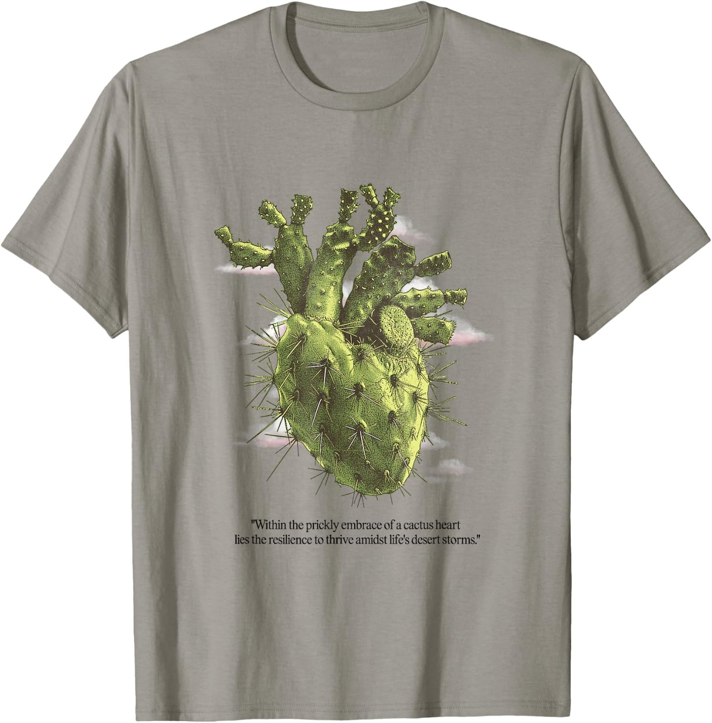 Cactus Heart Shirt Nature Desert Cactus Anatomical Heart T-Shirt - T-Shirt | Sand