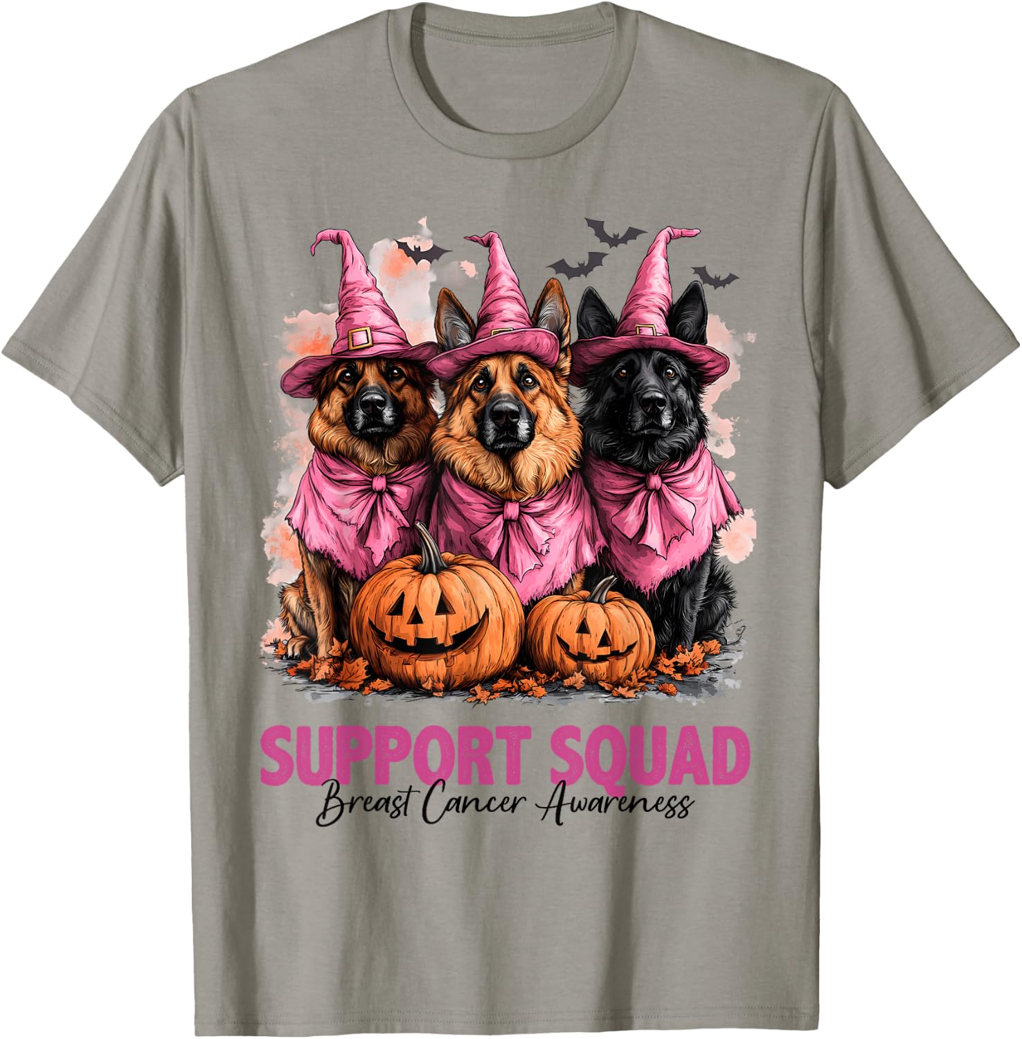 In October We Wear Pink German Shepherd Breast Cancer Gifts T-Shirt - T-Shirt | Sand
