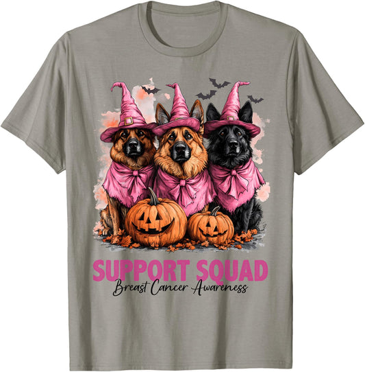 In October We Wear Pink German Shepherd Breast Cancer Gifts T-Shirt - T-Shirt | Sand