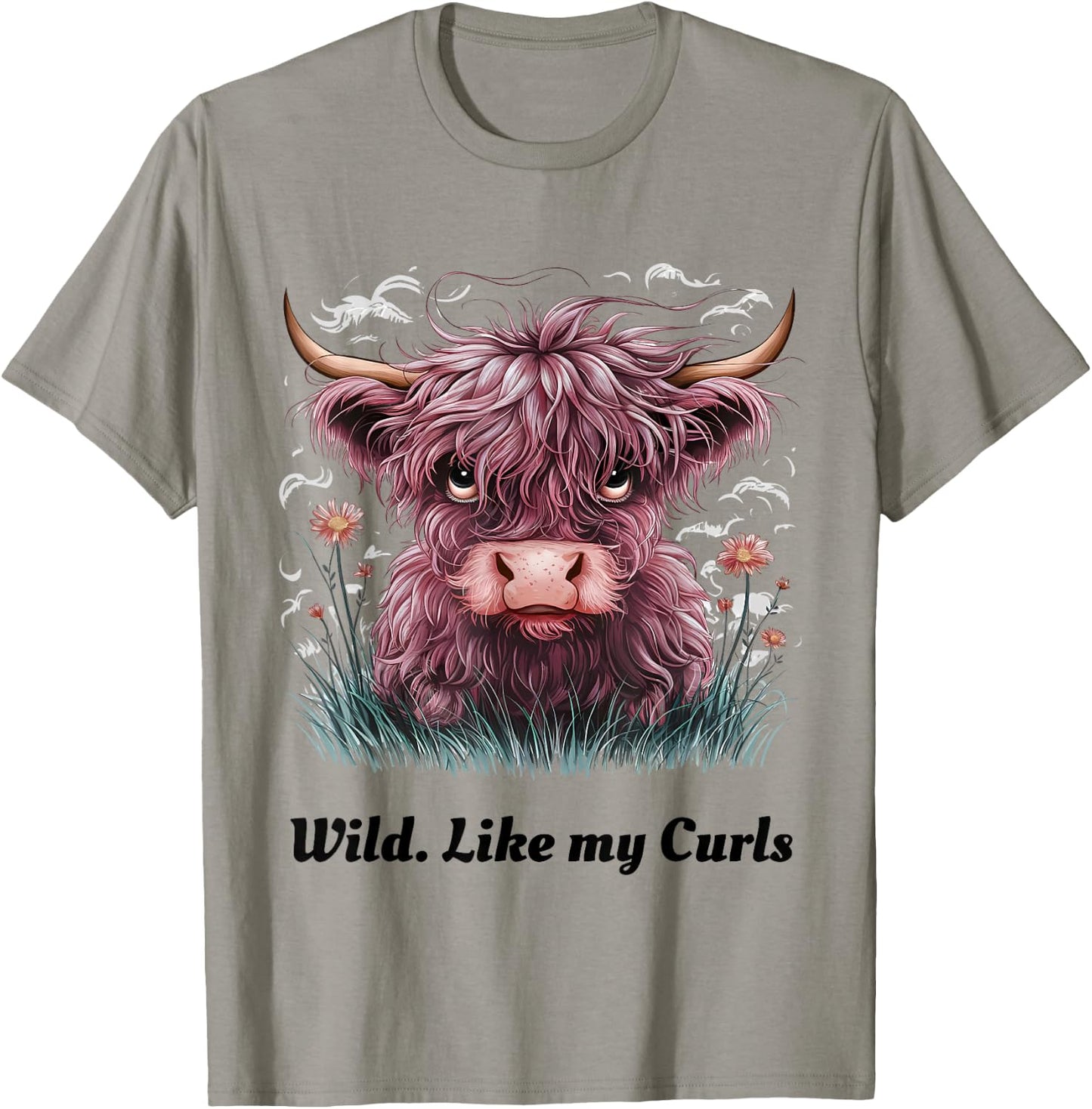 Kids Highland Cow "Wild Like My Curls" I Love Curls Toddler T-Shirt - T-Shirt | Sand