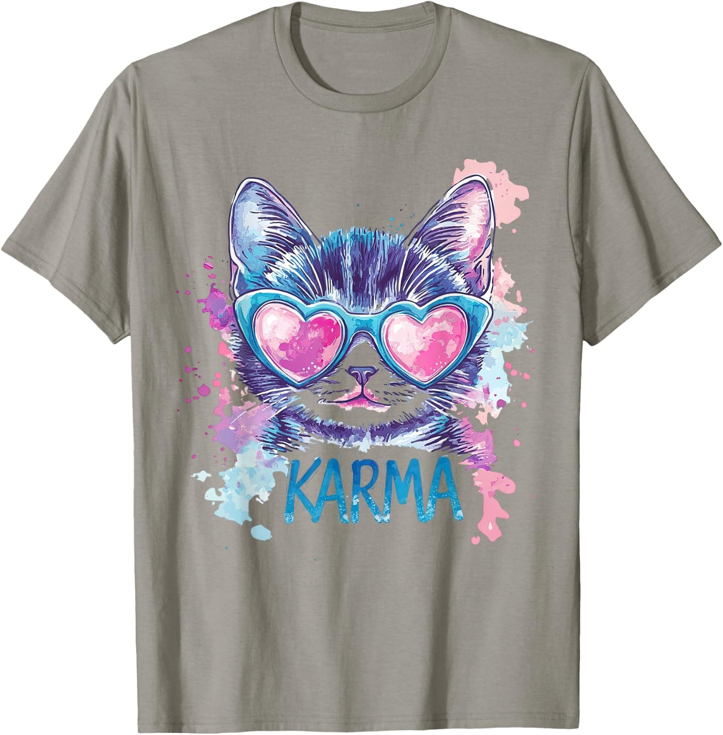 Vintage Cat Karma lovers For Teens Girls Women Men T-Shirt - T-Shirt | Sand