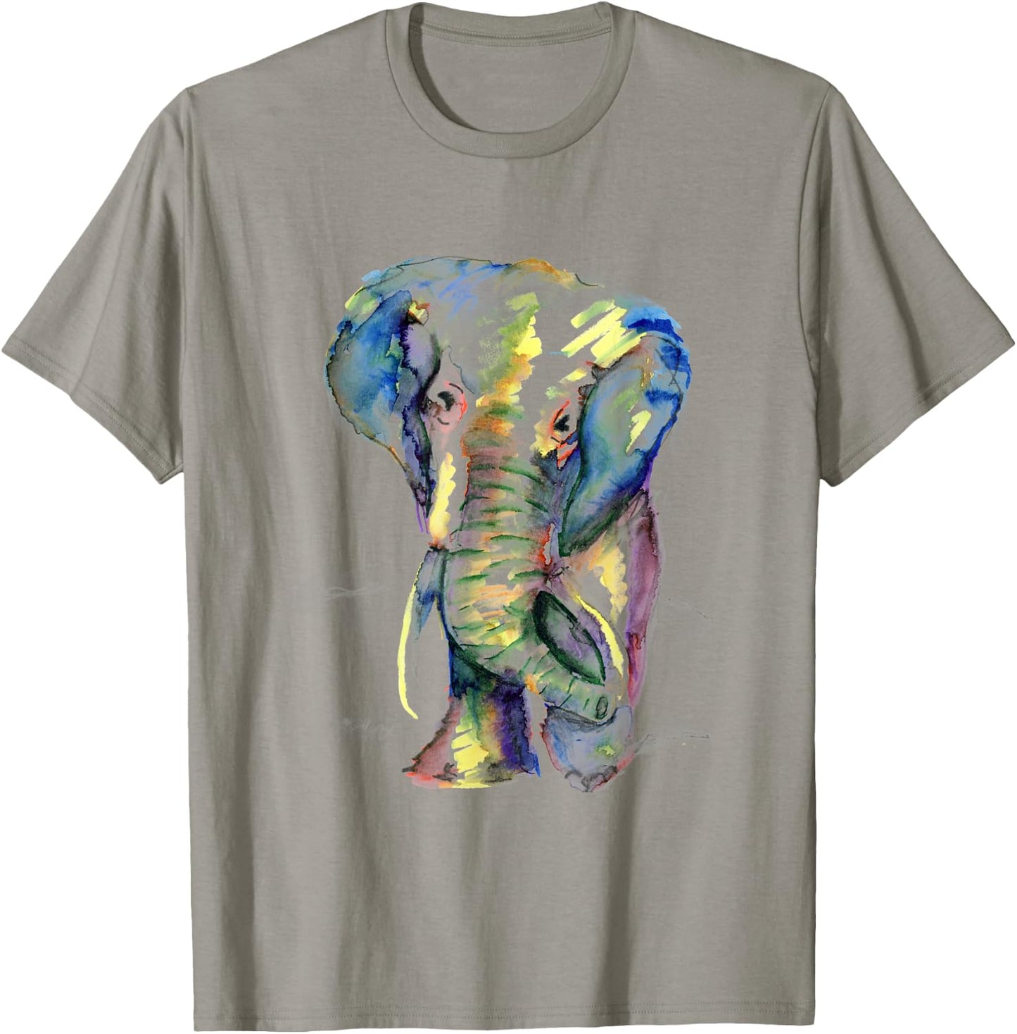 Elephant Lover Animal White Colorful Painting Gift T-Shirt - T-Shirt | Sand