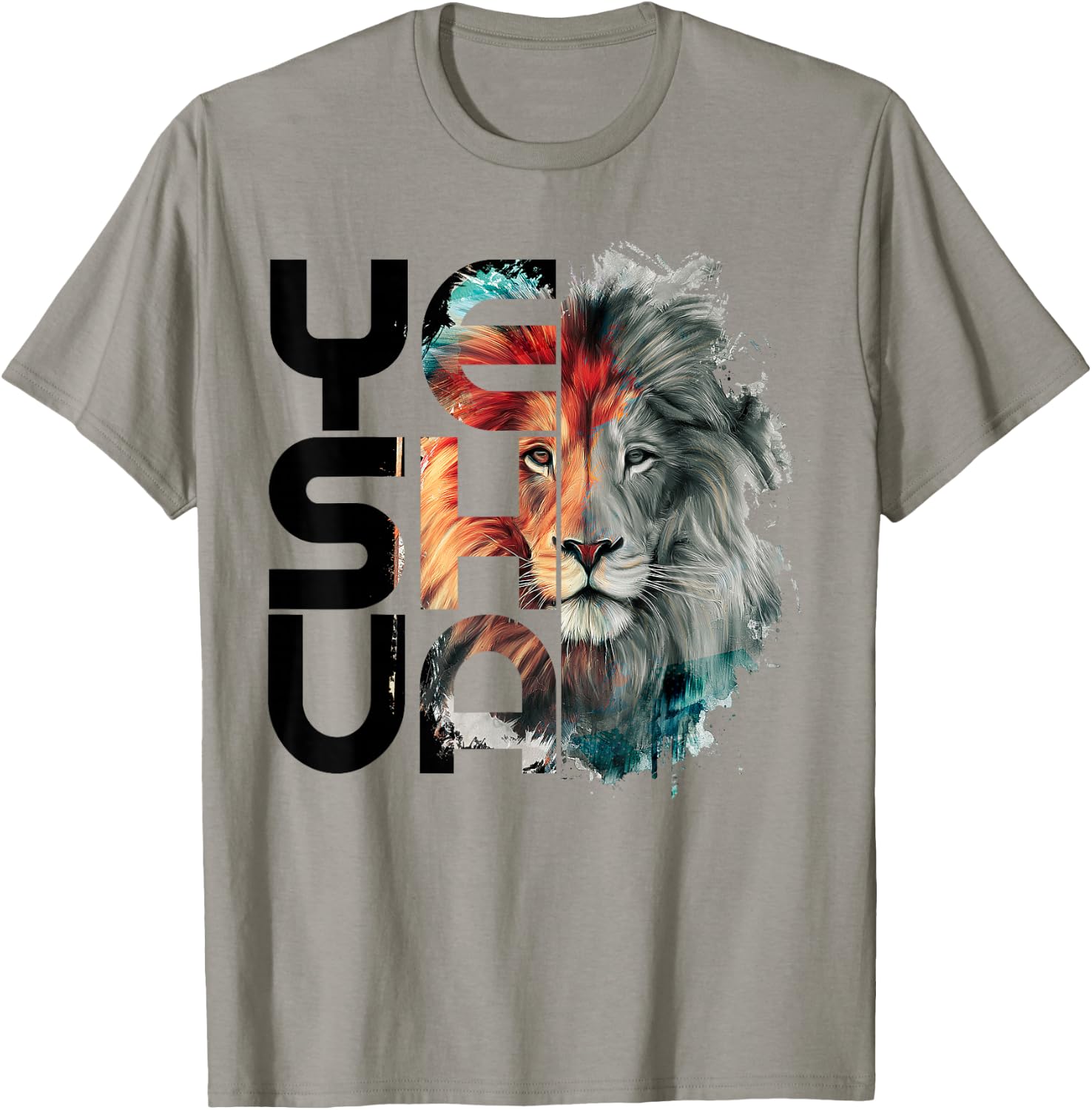 Lion And Yeshua Christian T-Shirt - T-Shirt | Sand