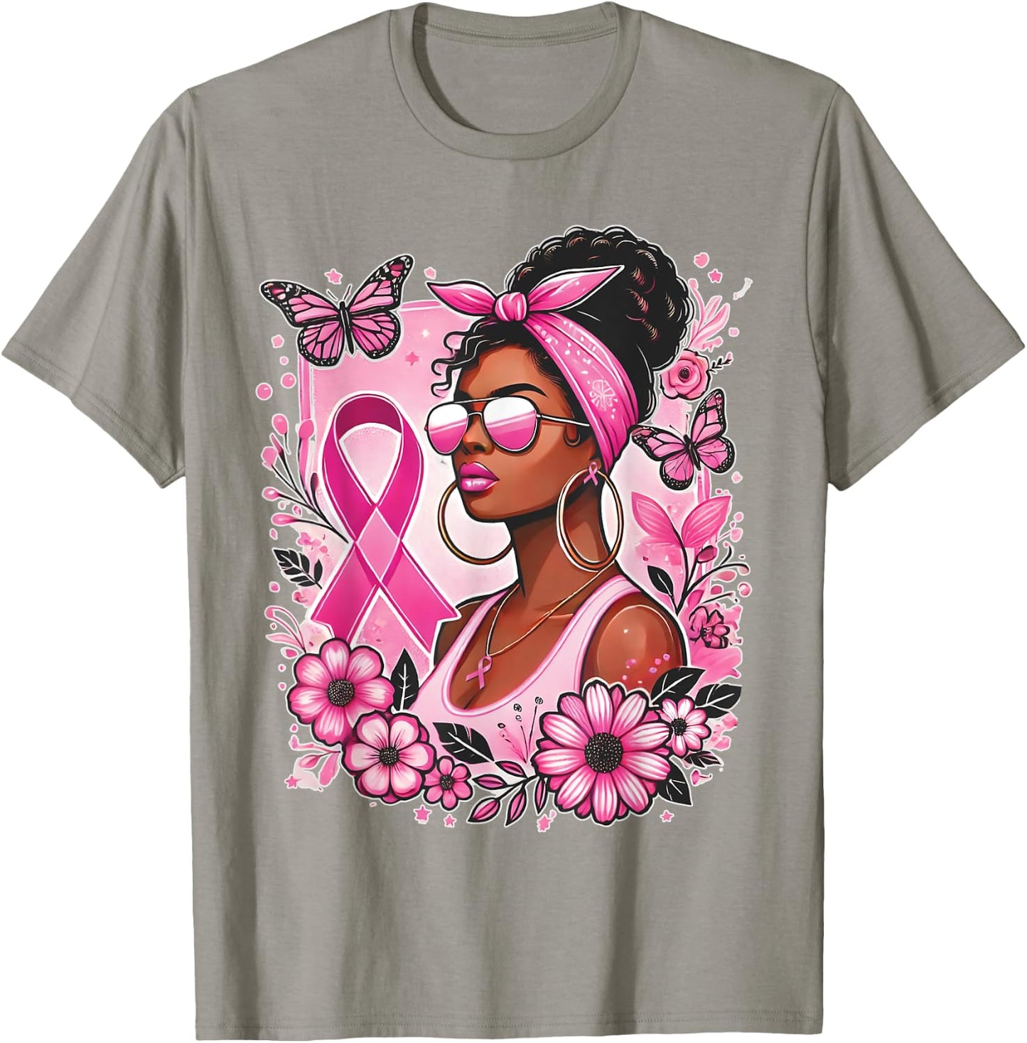 Breast cancer awareness African American support Wear Pink T-Shirt - T-Shirt | Sand