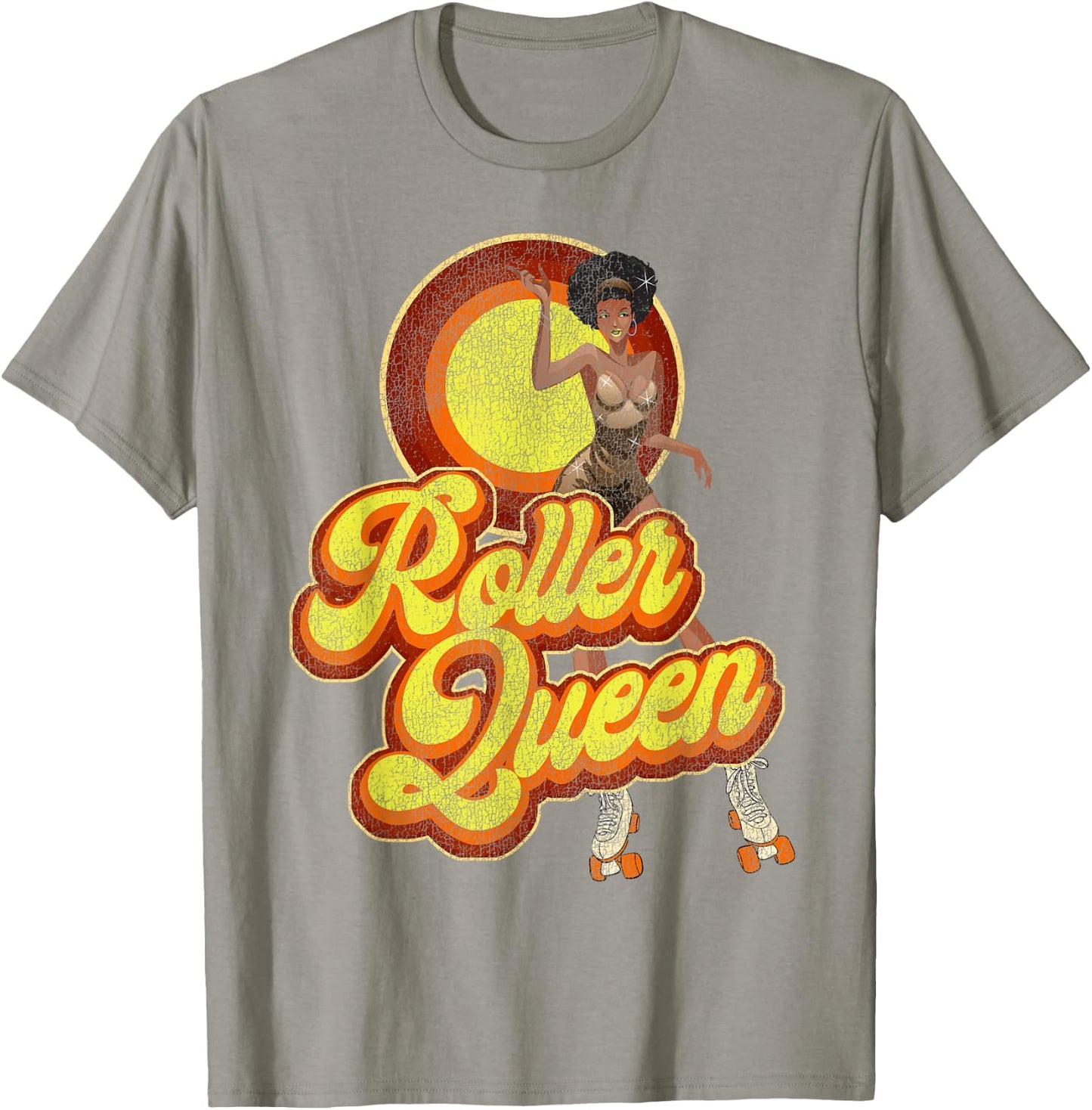 Cool Roller Skating Skate Girl 1970S Retro Afro T-Shirt - T-Shirt | Sand