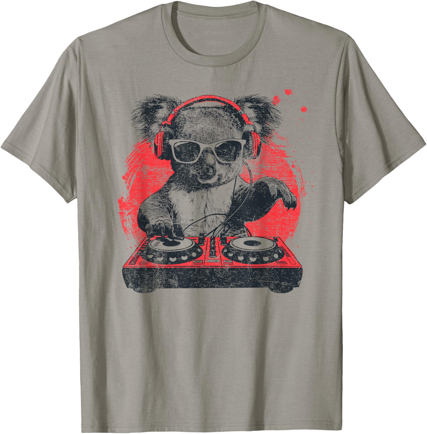 Funny Retro Cool House DJ Koala Animal Disco Headphone Tech T-Shirt - T-Shirt | Sand