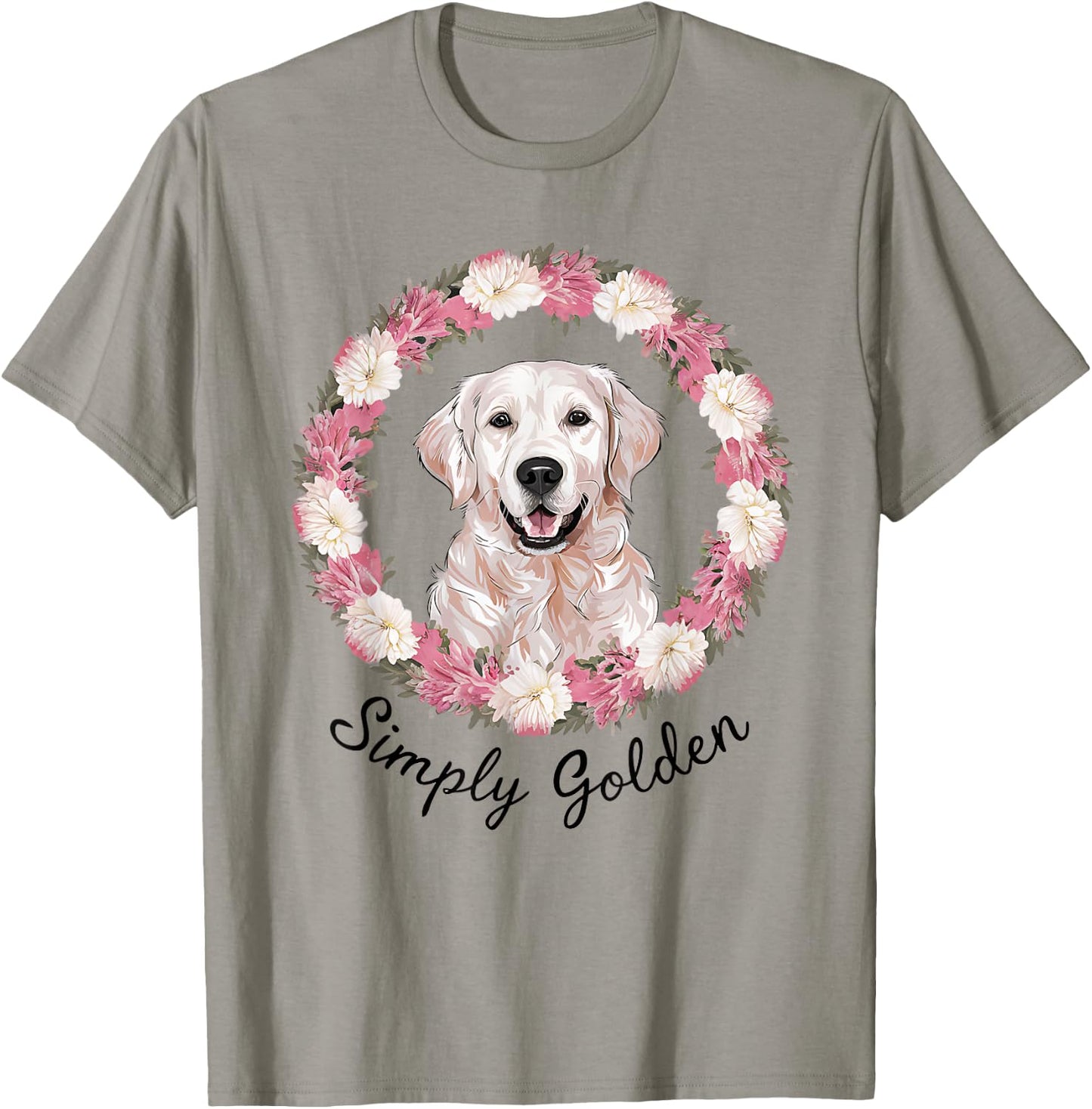 White English Cream Golden Retriever Cute 'Simply Golden' T-Shirt - T-Shirt | Sand
