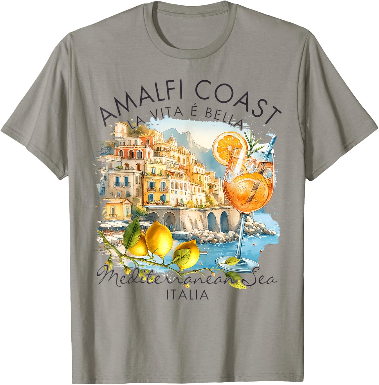 Amalfi Coast Italy Travel Trip Vacation Sea T-Shirt - T-Shirt | Sand