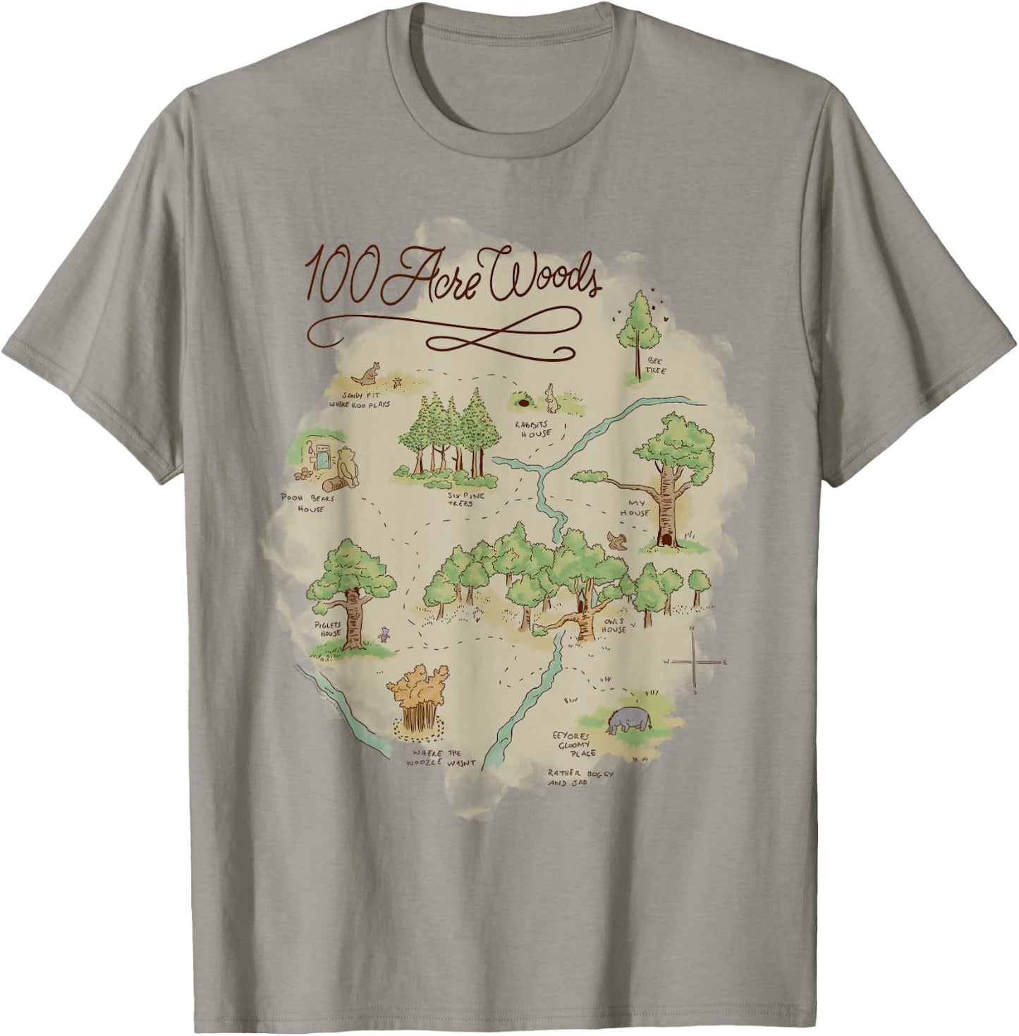 Disney Winnie The Pooh 100 Acre Woods Map T-Shirt - T-Shirt | Sand