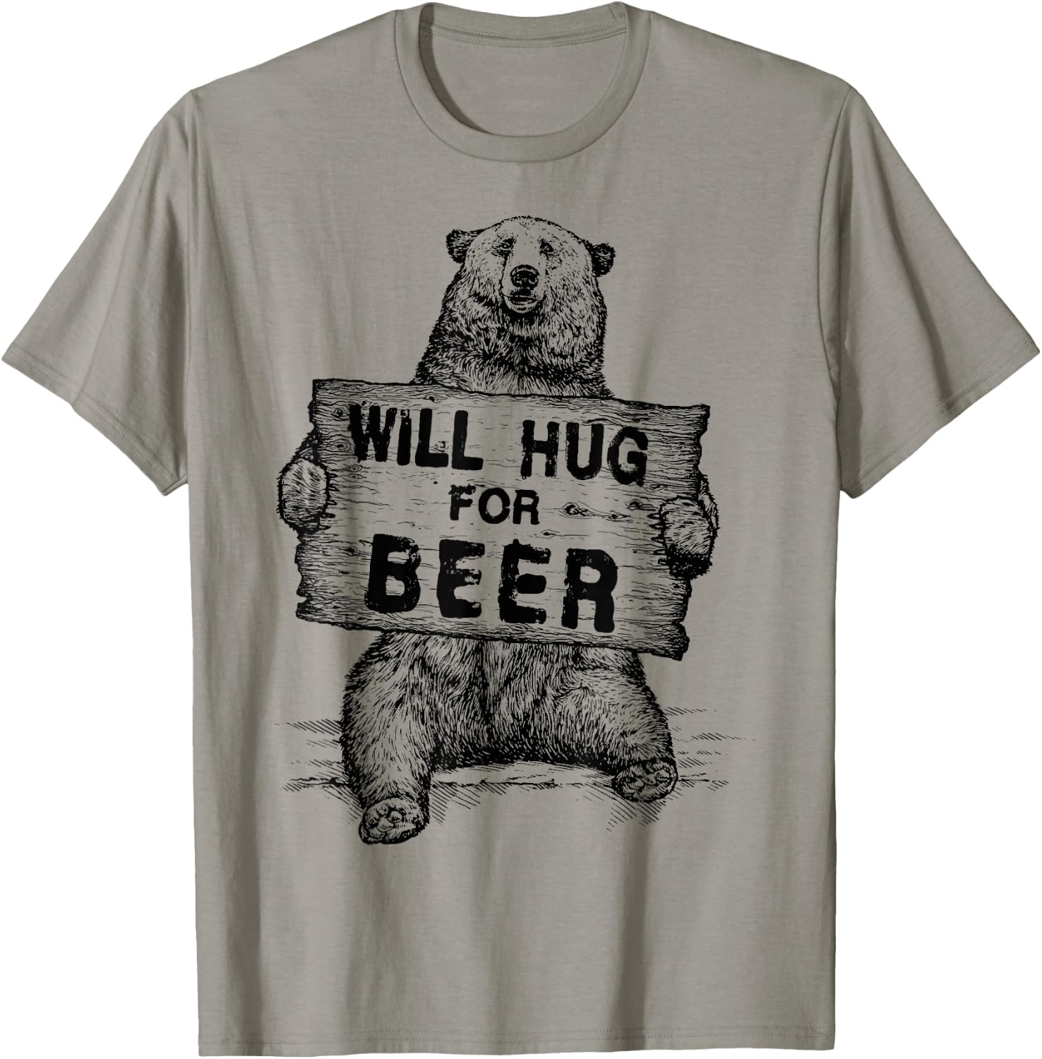 Bear Hug For Beer Vintage Rustic T-Shirt - T-Shirt | Sand