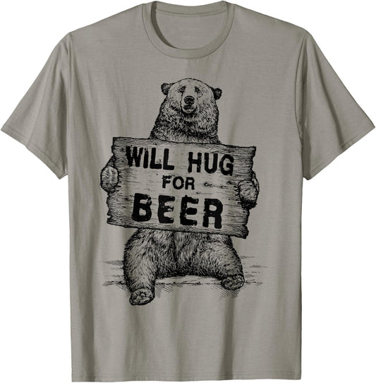 Bear Hug For Beer Vintage Rustic T-Shirt - T-Shirt | Sand