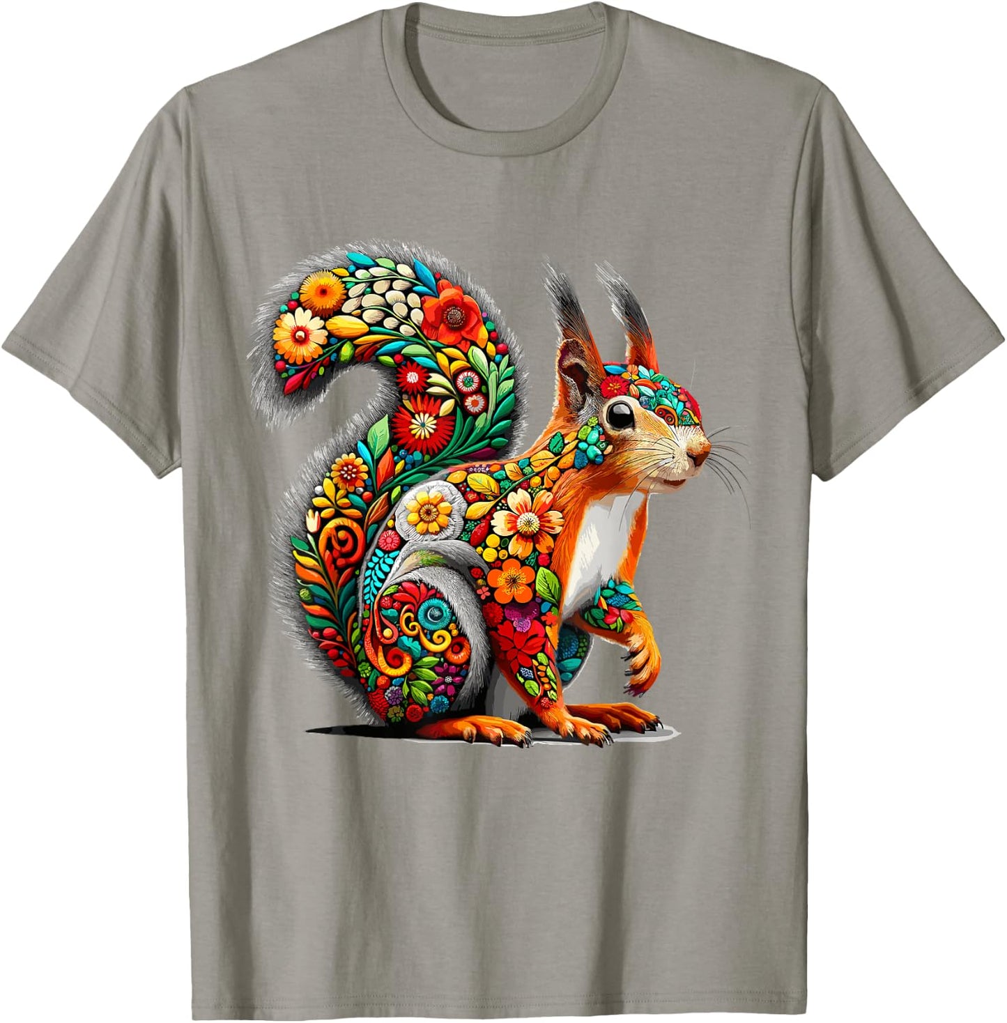 Floral Aesthetic Squirrel Lover Shirt Squirrel T-Shirt - T-Shirt | Sand