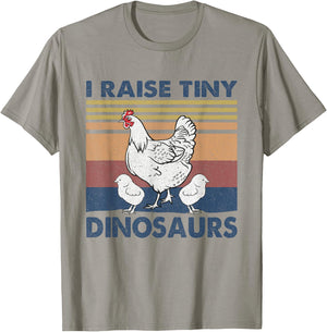 Funny I Raise Tiny Dinosaurs Chicken Joke Farmer Men Women T-Shirt - T-Shirt | Sand