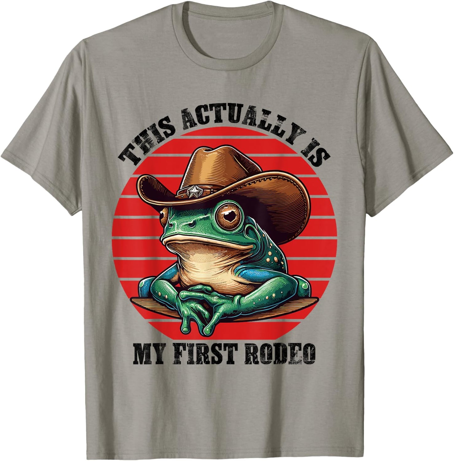Funny Frog Cowboy Farmer Cowgirl Hat Western Frog Men Women T-Shirt - T-Shirt | Sand