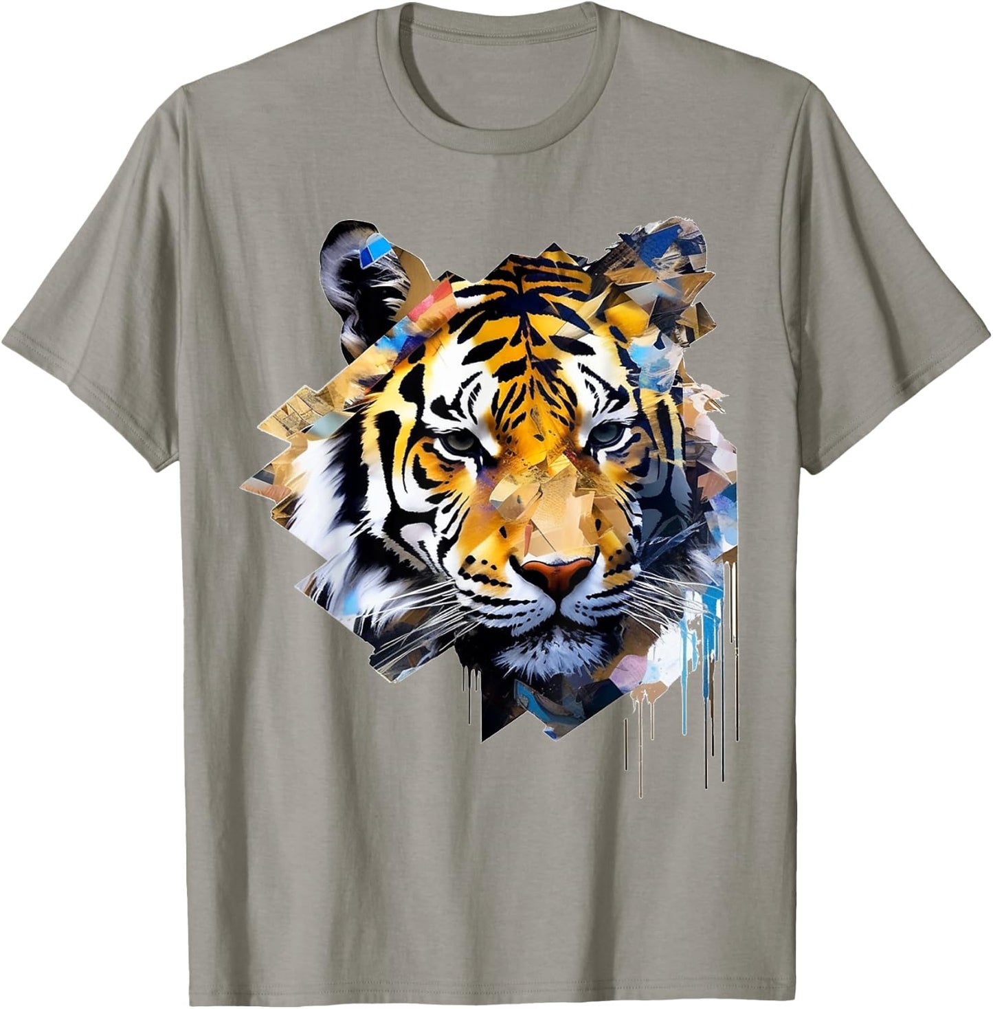 Tiger Artwork Animal Design Tiger T-Shirt - T-Shirt | Sand