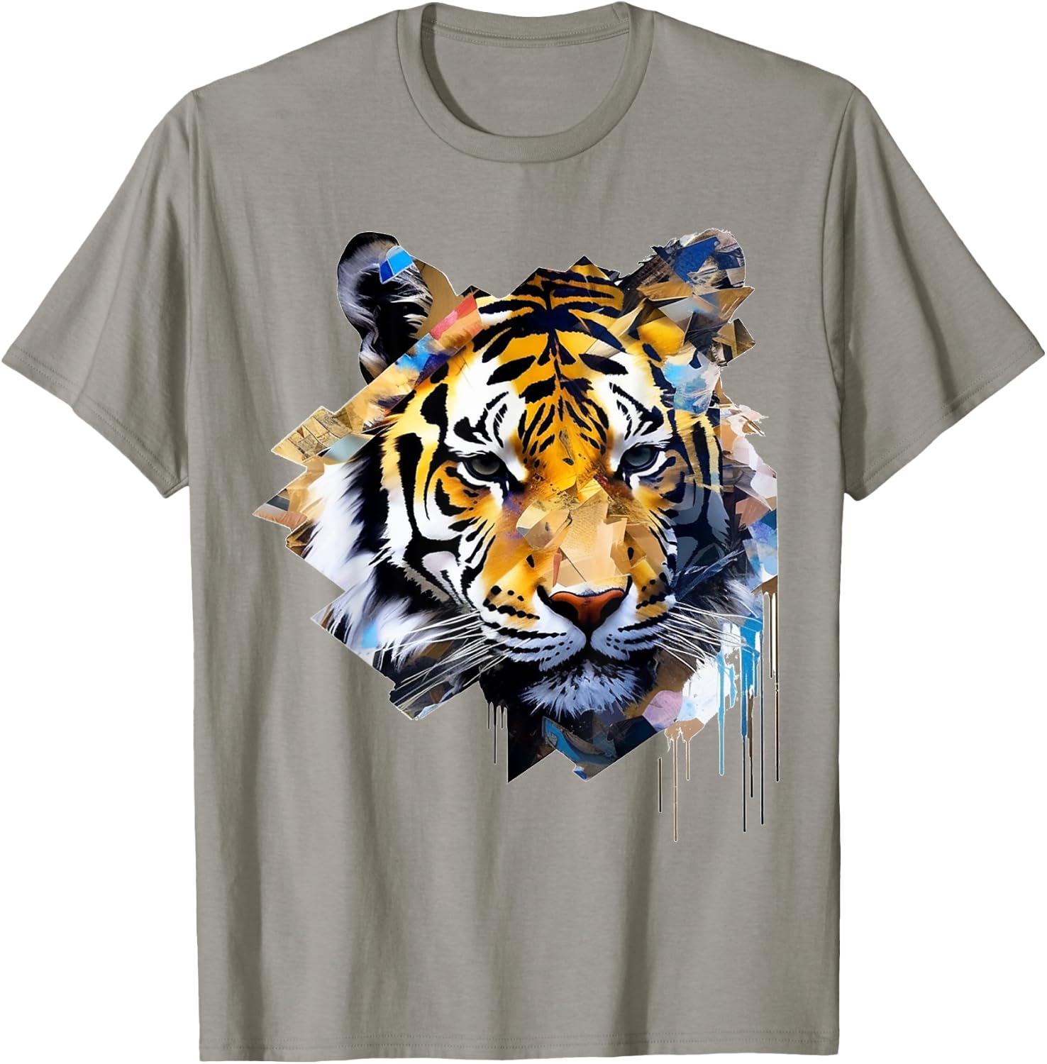 Tiger Artwork Animal Design Tiger T-Shirt - T-Shirt | Sand
