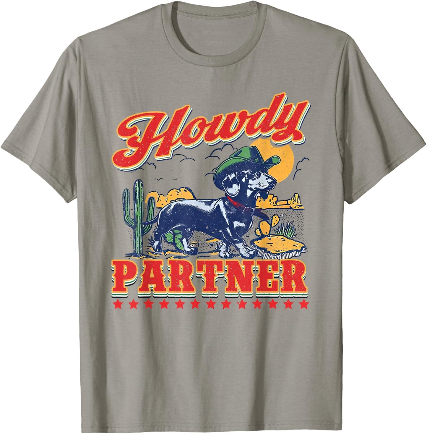 Howdy Partner - ready for Rodeo - Cowboy Weenie Dachshund T-Shirt - T-Shirt | Sand