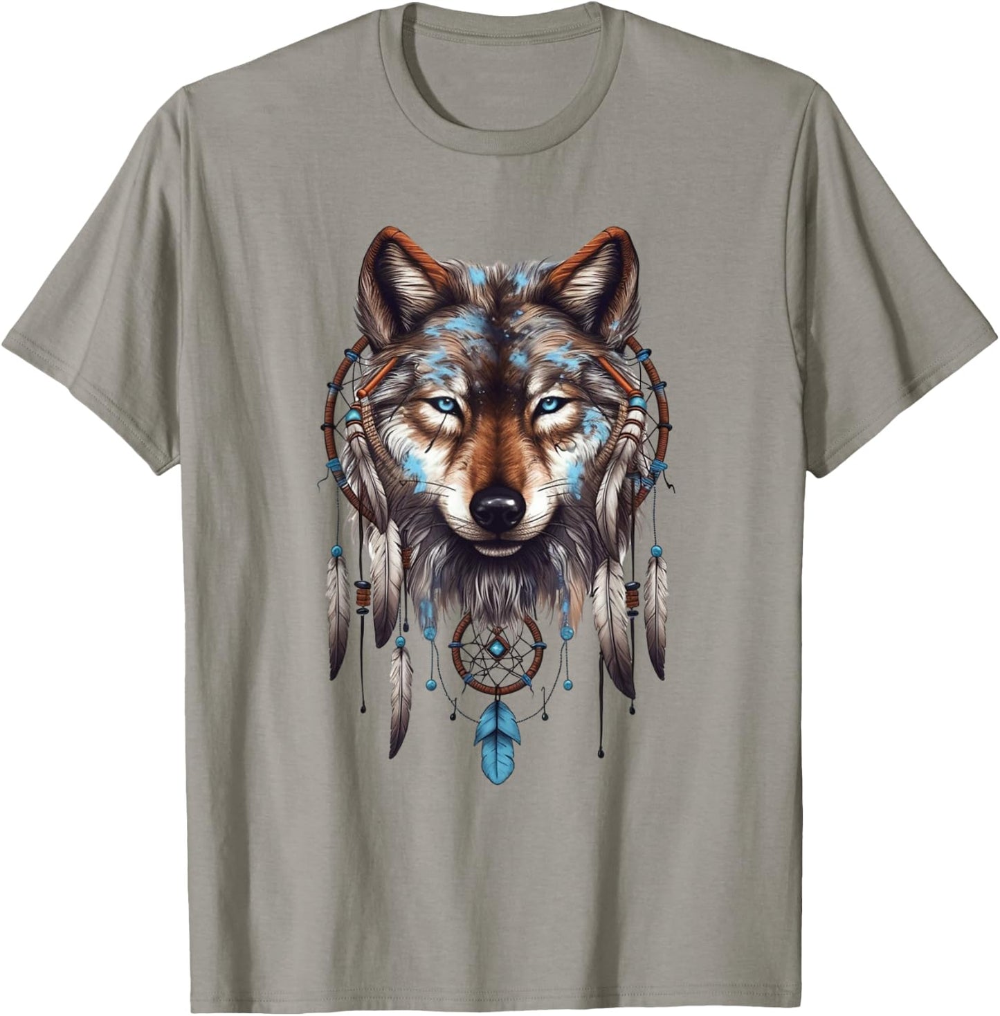 Native American Boho Dreamcatcher Tribe Wolf T-Shirt - T-Shirt | Sand