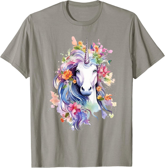 Unicorn Colorful Motif Abstract Art Nature Unicorn T-Shirt - T-Shirt | Sand