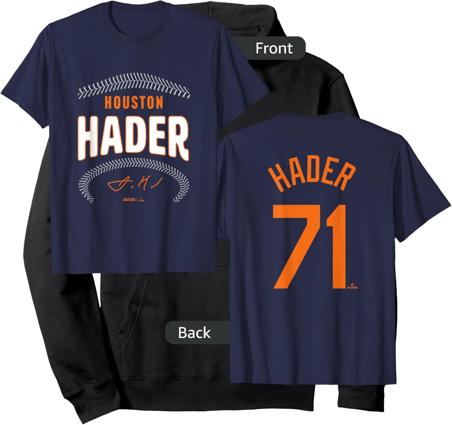 Josh Hader Houston Name & Number (Front & Back) MLBPA Hoodie - Hoodie | Black