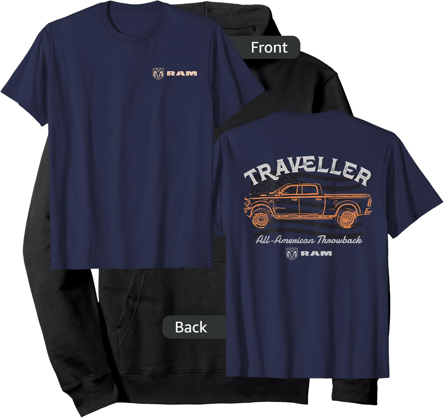 RAM Trucks All-American Throwback - Light Print (Front/Back) Hoodie - Hoodie | Black