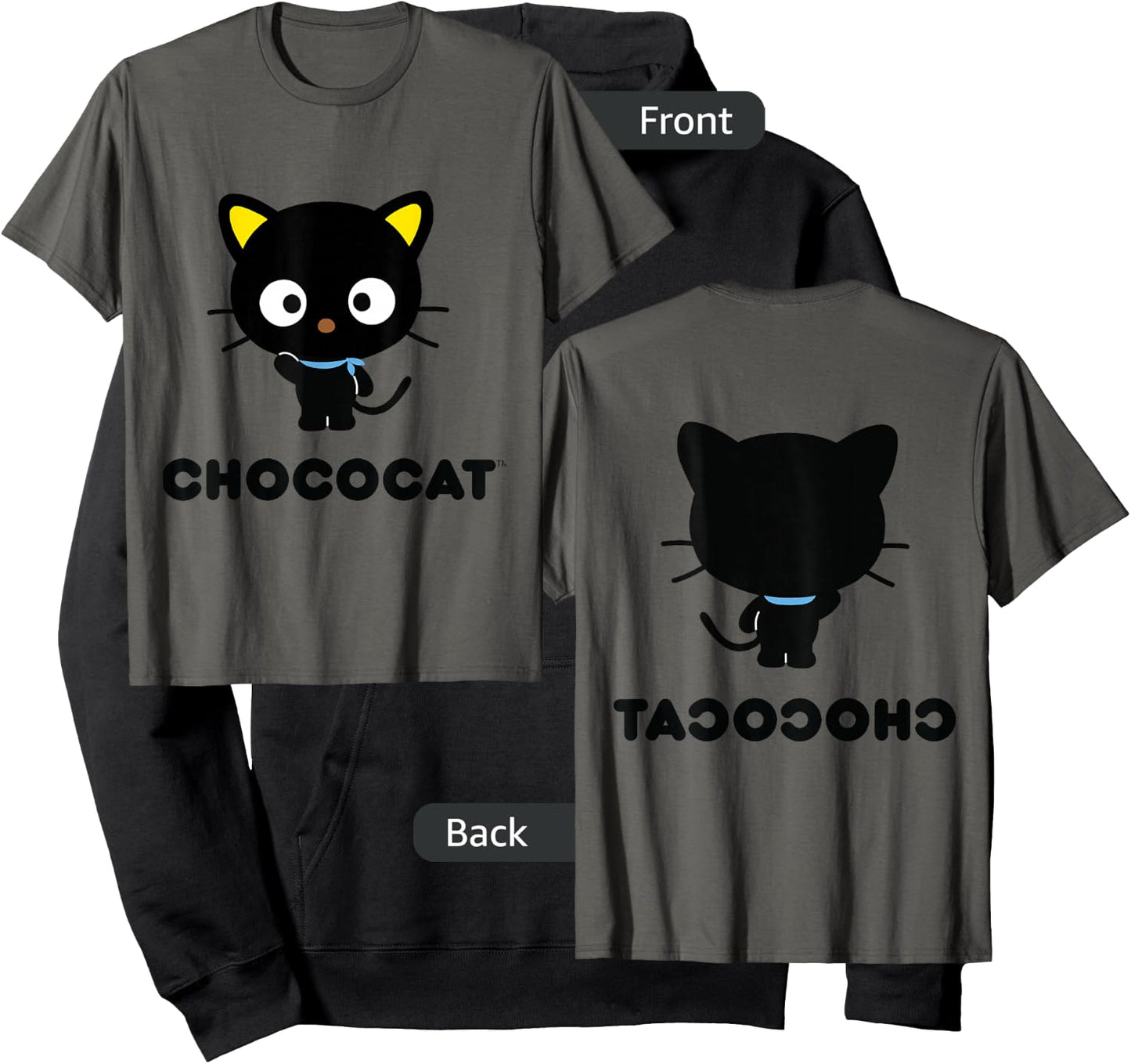SANRIO Chococat Character Front and Back , Grey Hoodie - Hoodie | Black