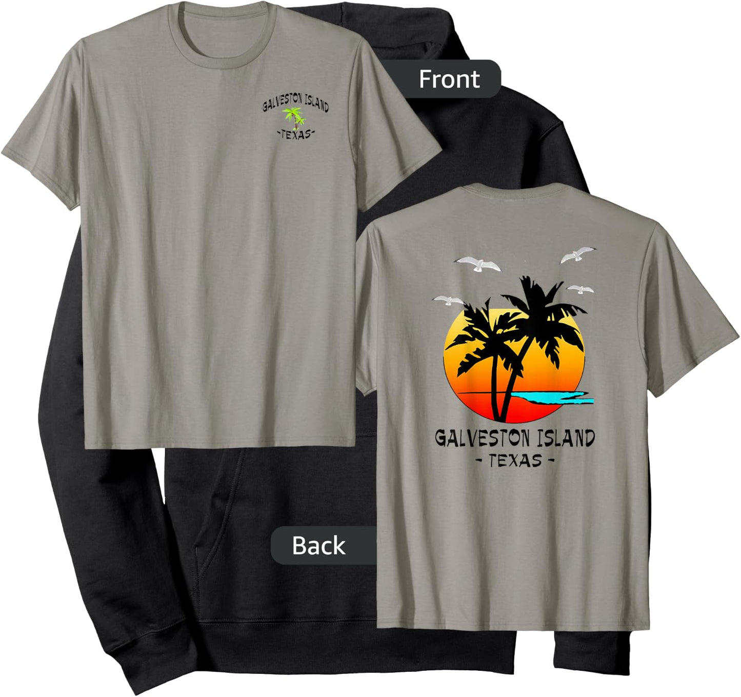 2 Sided Galveston Island, Texas Destination Gift Beachwear Hoodie - Hoodie | Black