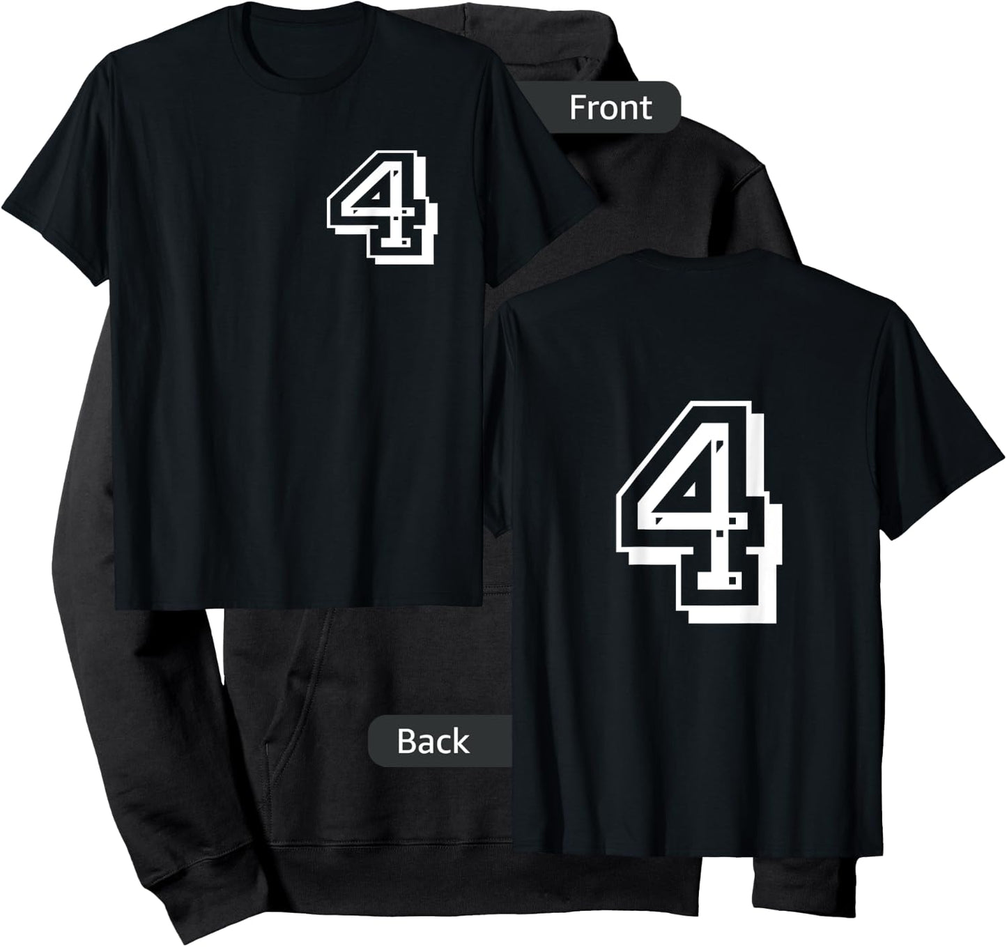 Front and Back number 4 Jersey My Favorite Player #4 Hoodie - Hoodie | Black