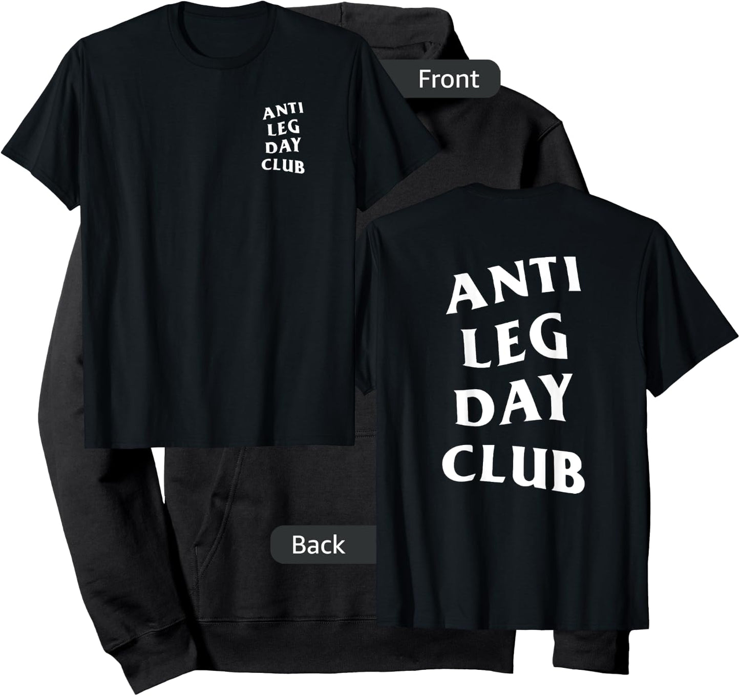 Anti Leg Day Club White Logo (Front + Back) Hoodie - Hoodie | Black