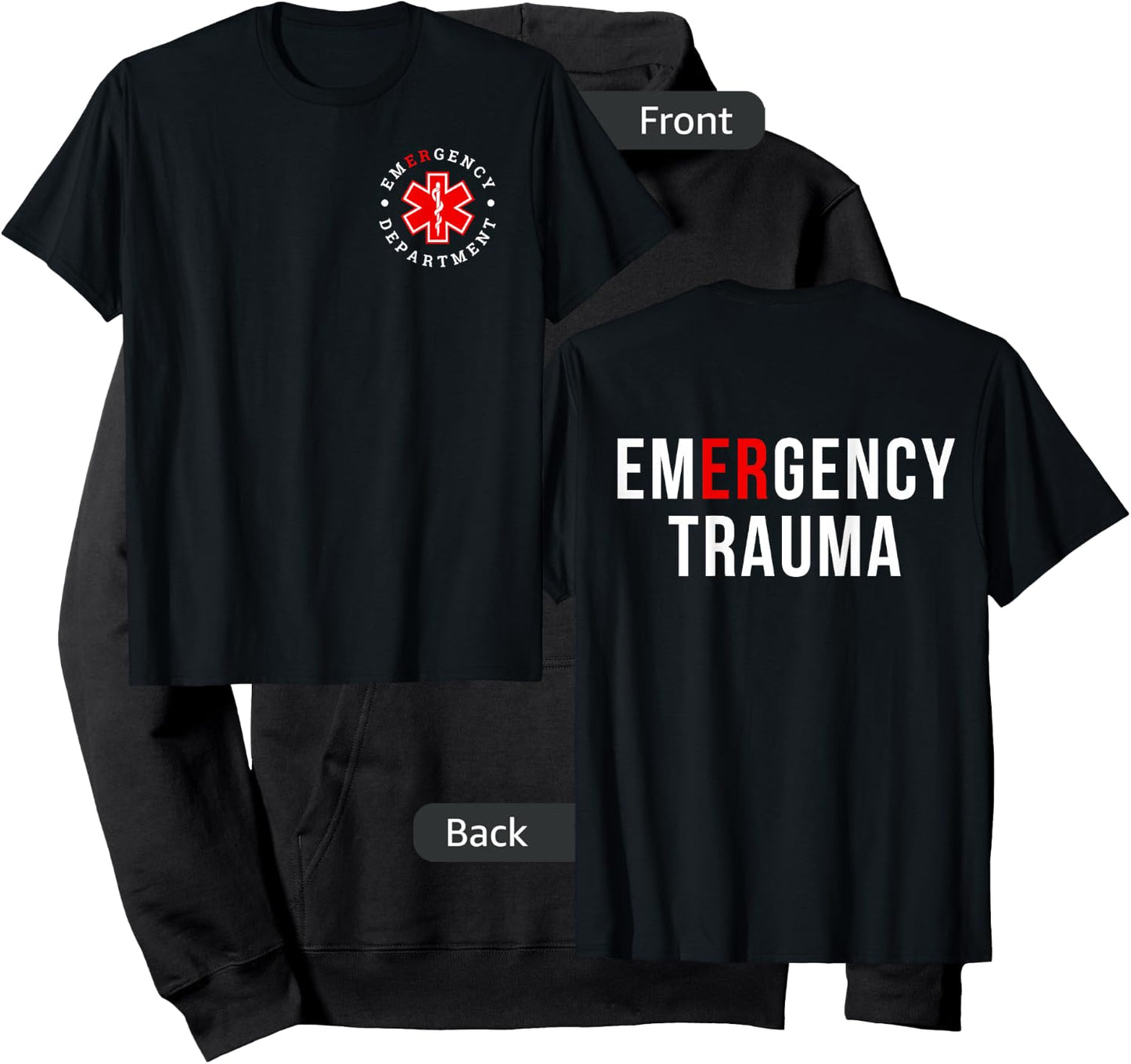 Emergency Department ER Trauma Front and Back Design Hoodie - Hoodie | Black