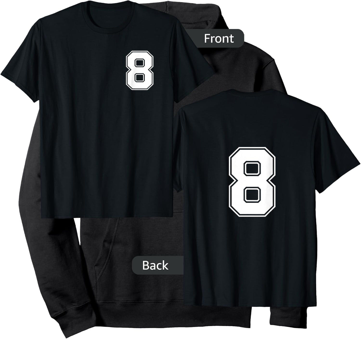 Front and Back Number 8 Jersey My Favorite Player #8 Hoodie - Hoodie | Black