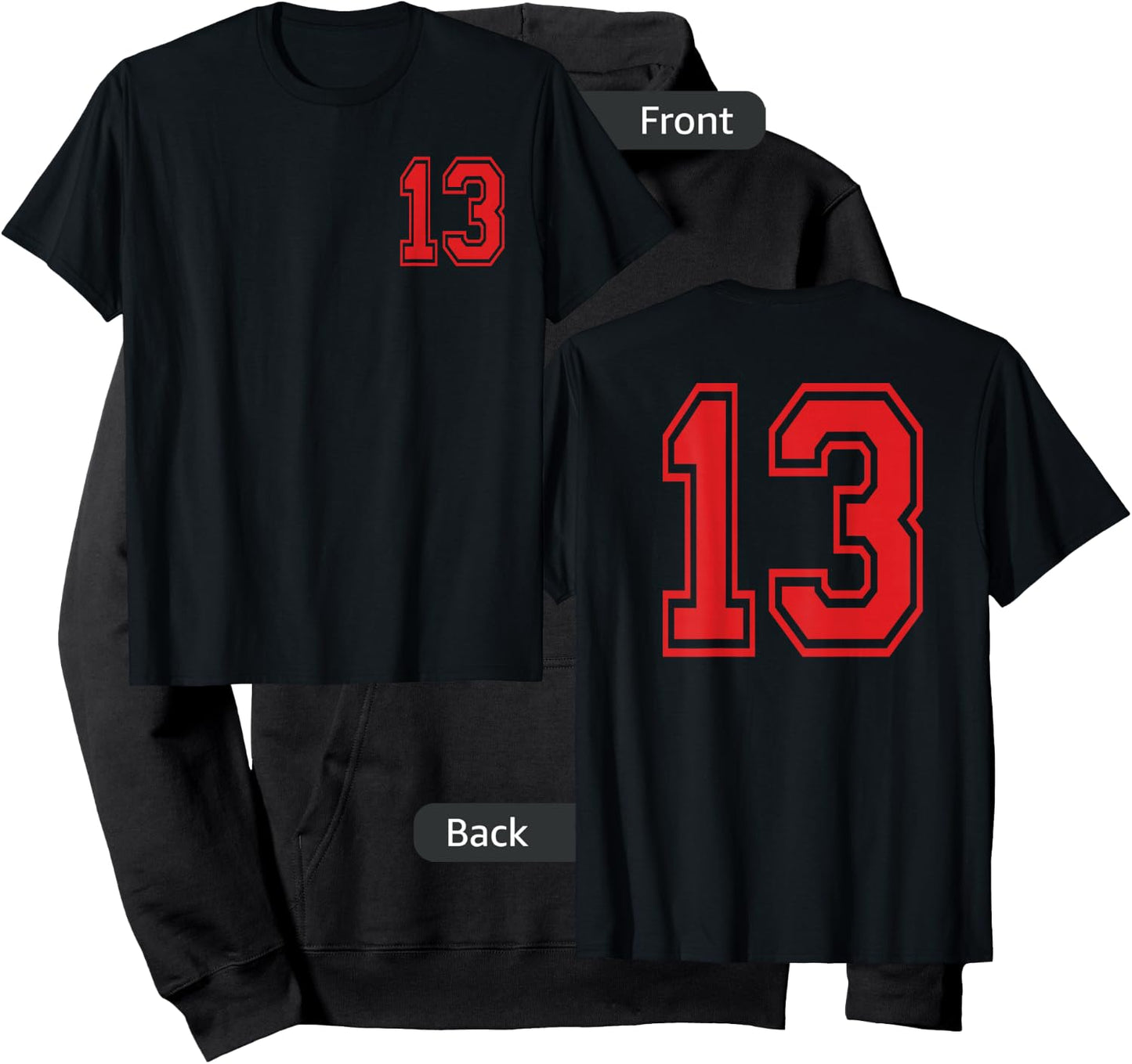 Number 13 in Red Hoodie - Hoodie | Black