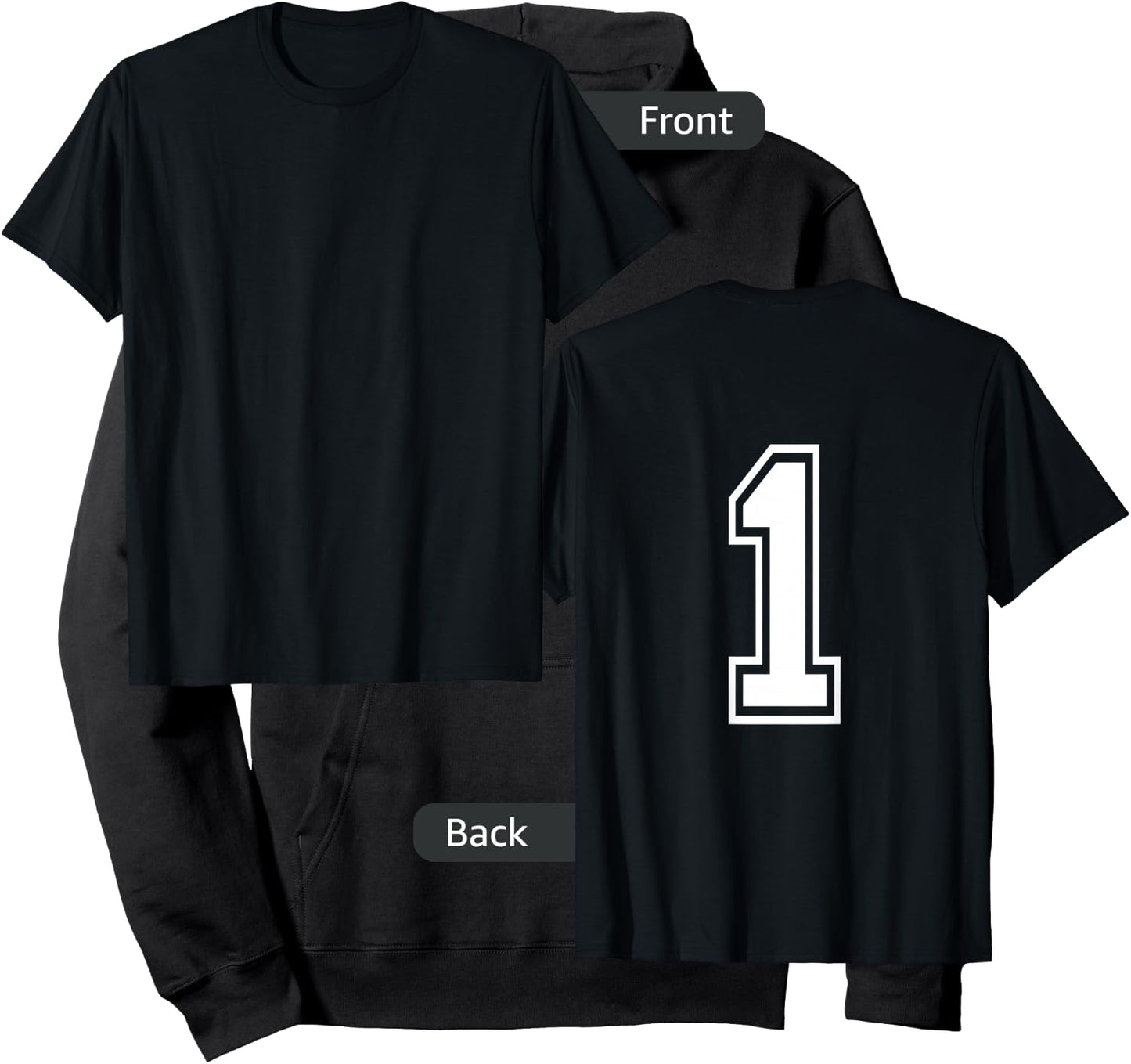 Number 1 Sports Player Number Back of Shirt Only Hoodie - Hoodie | Black