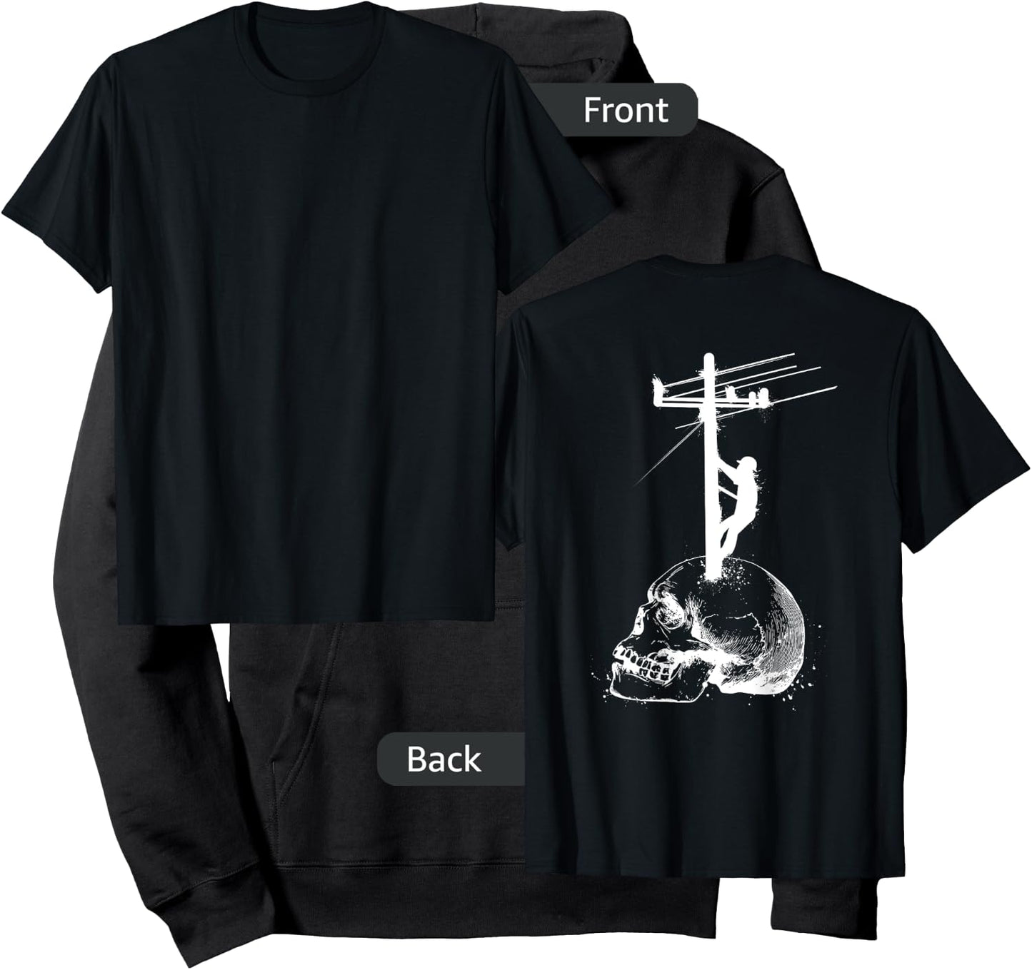 Lineman Gifts Line Worker Image On Back Of Shirt Hoodie - Hoodie | Black