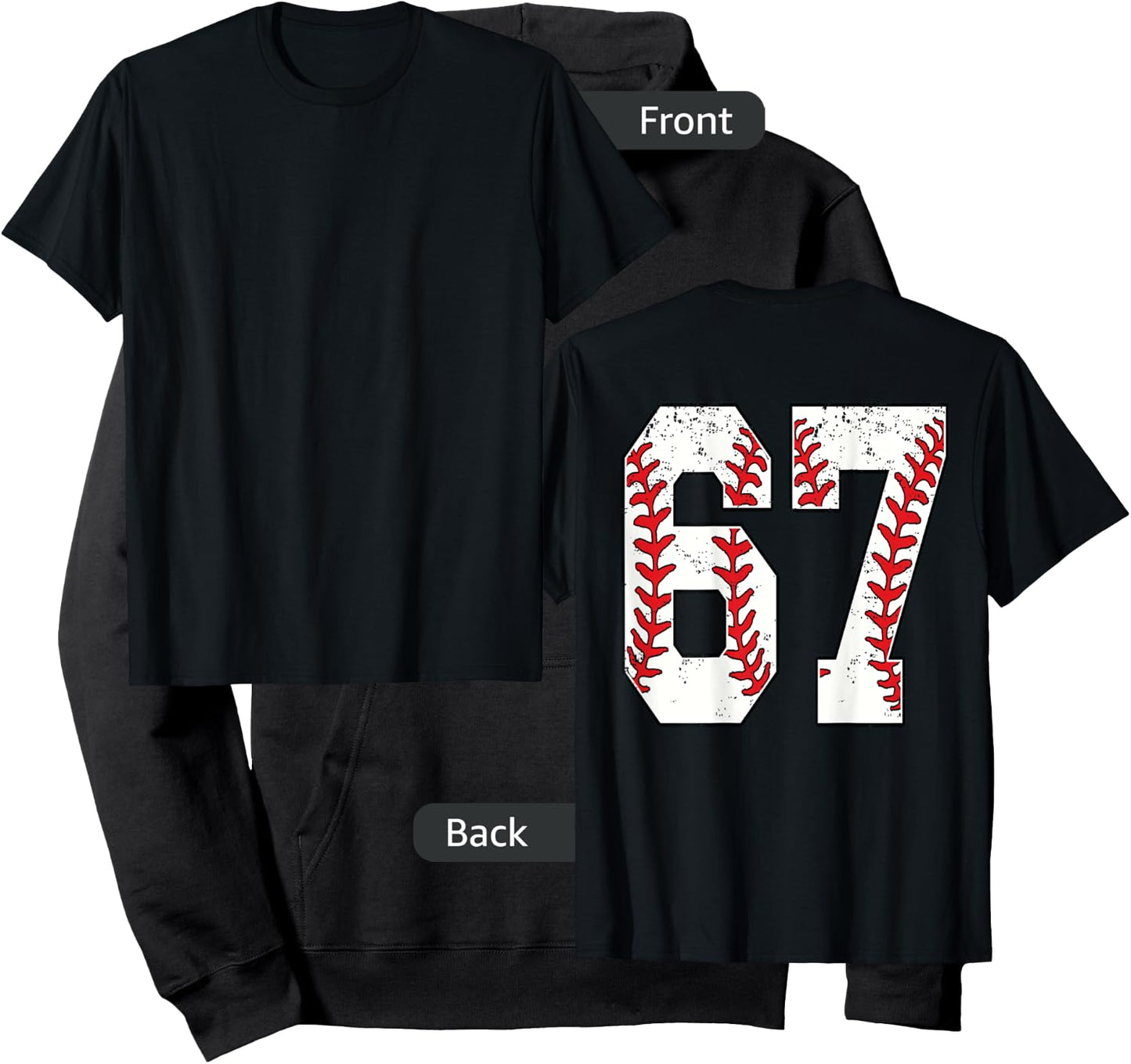 Number #67 Baseball Jersey Number 67 Print On Back Hoodie - Hoodie | Black