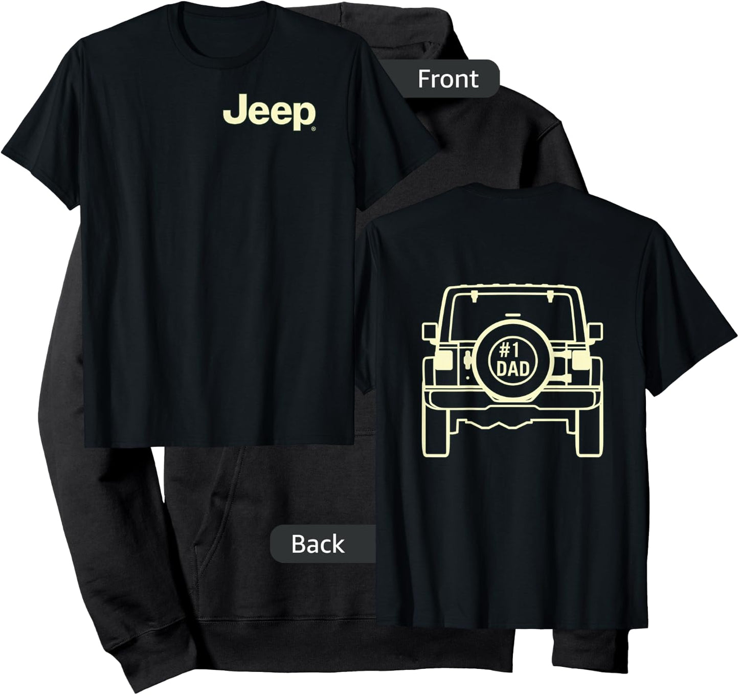 Jeep Dad (Front/Back Print) Small Hoodie - Hoodie | Black