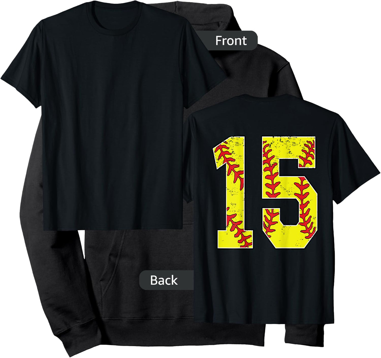 Number #15 Softball Jersey Number 15 Print On Back Hoodie - Hoodie | Black
